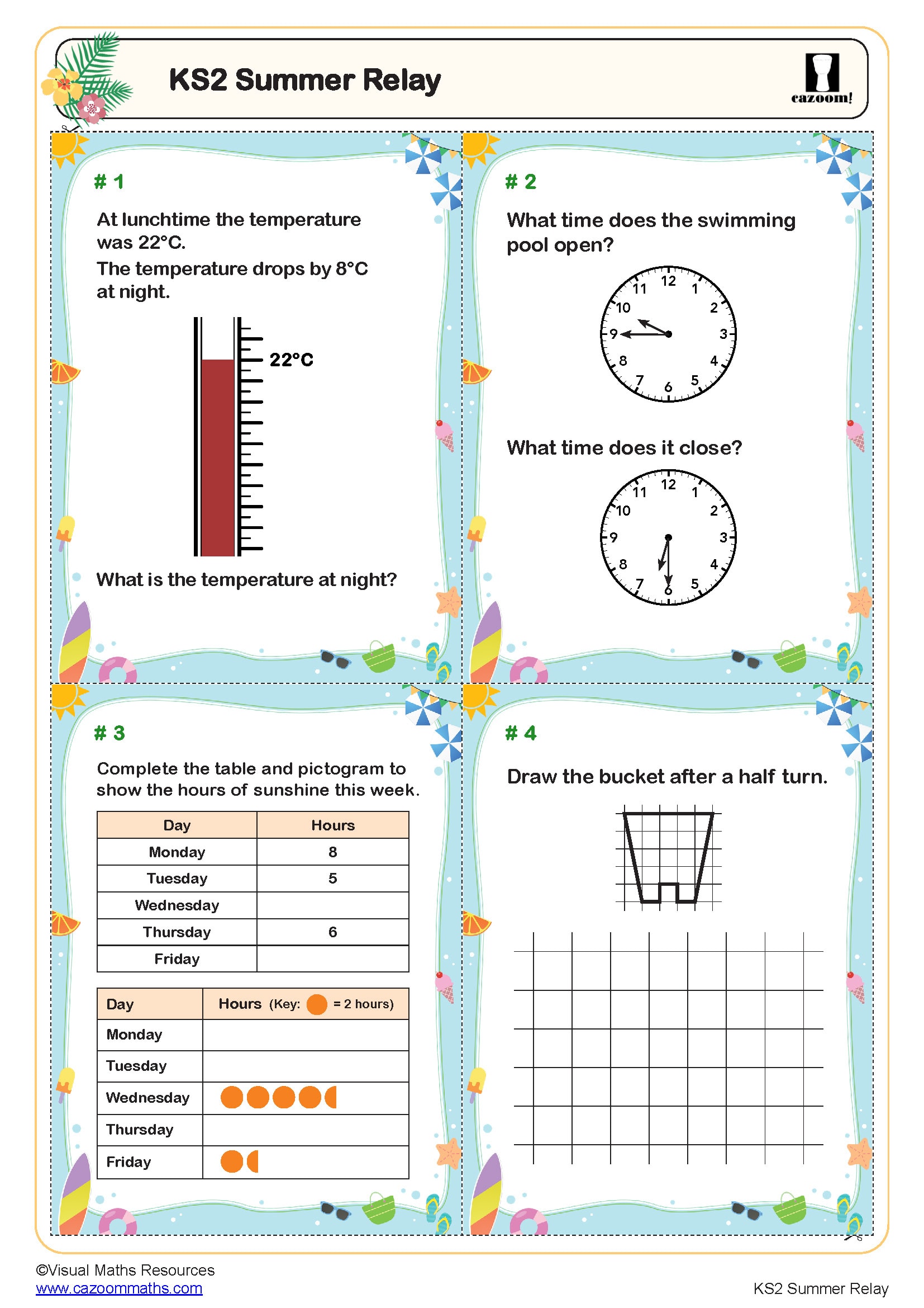 KS2 Summer Relay Worksheet
