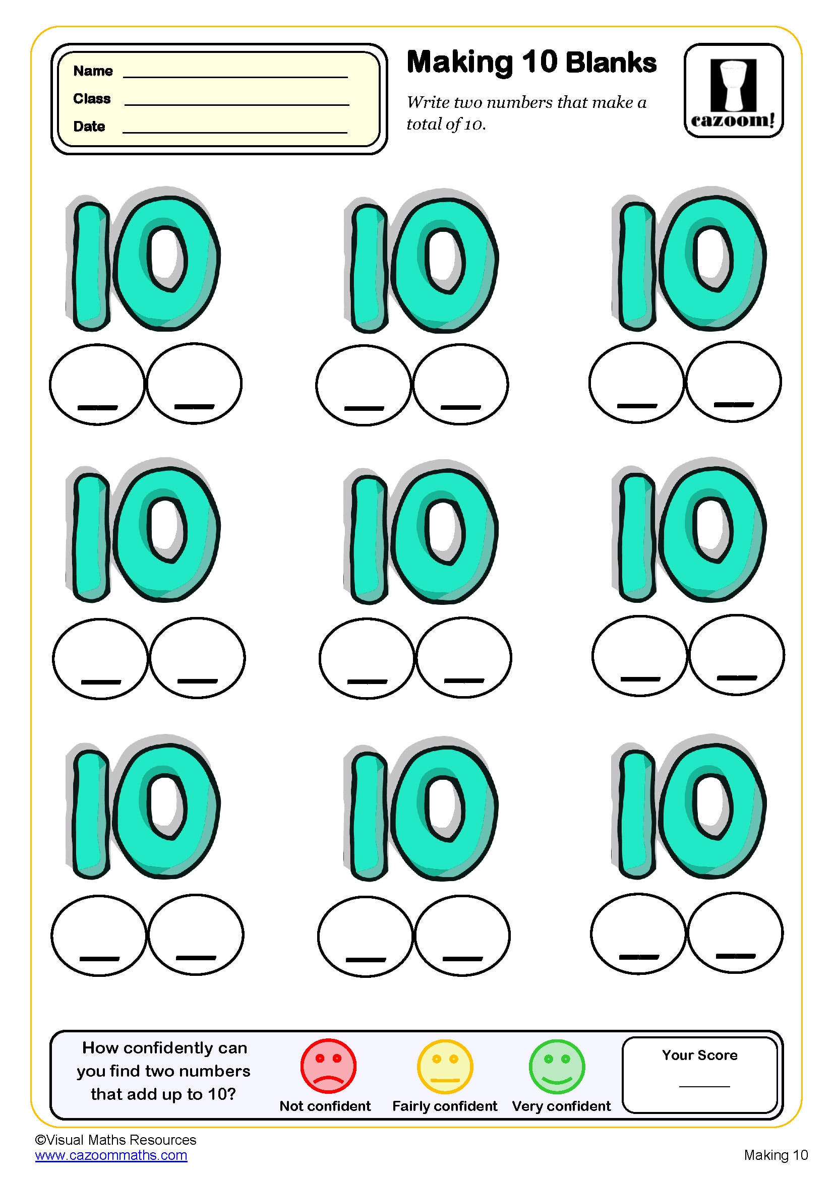 Preview of Making 10 (Blanks)