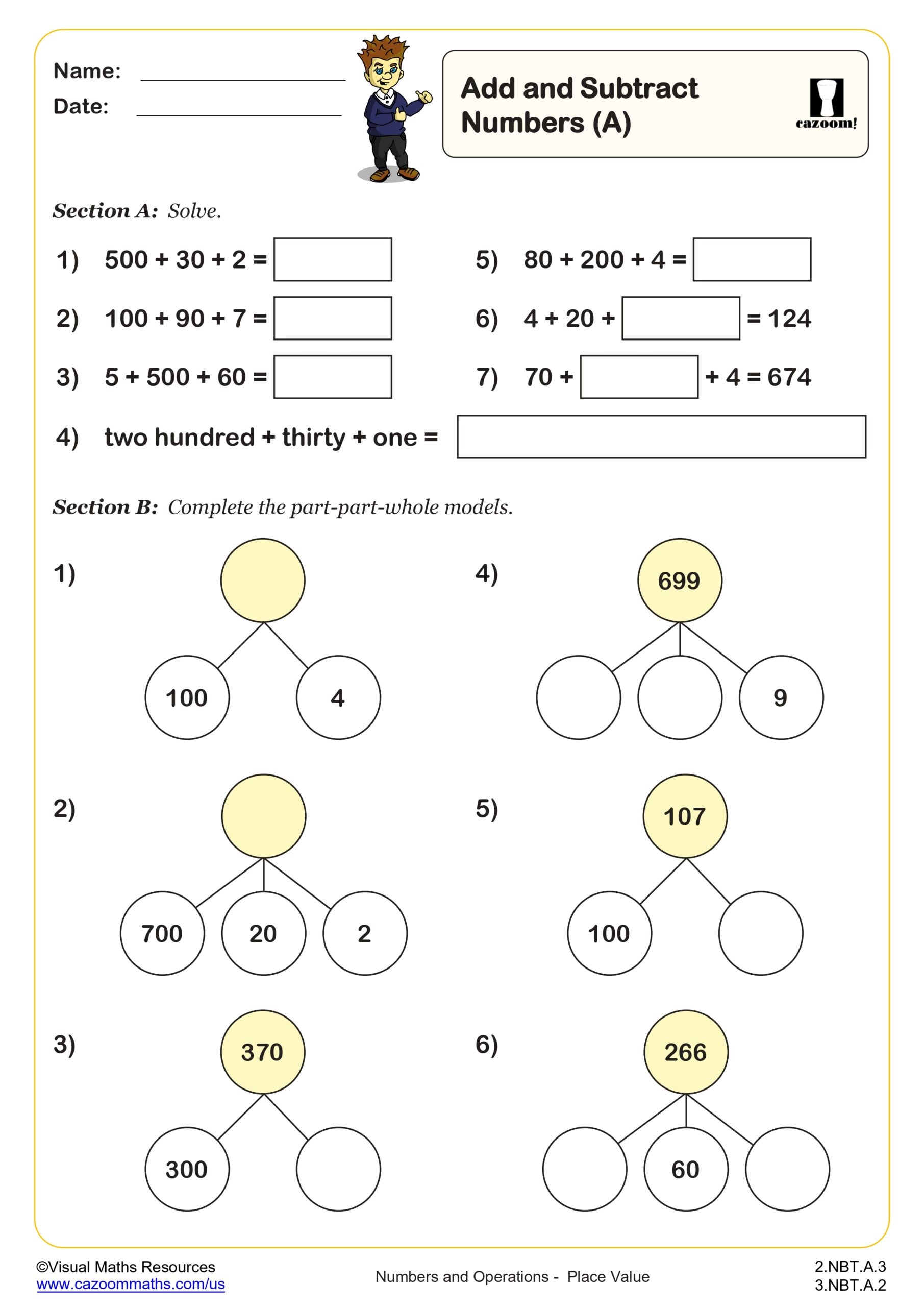 Preview of Add and subtract numbers mentally (A)