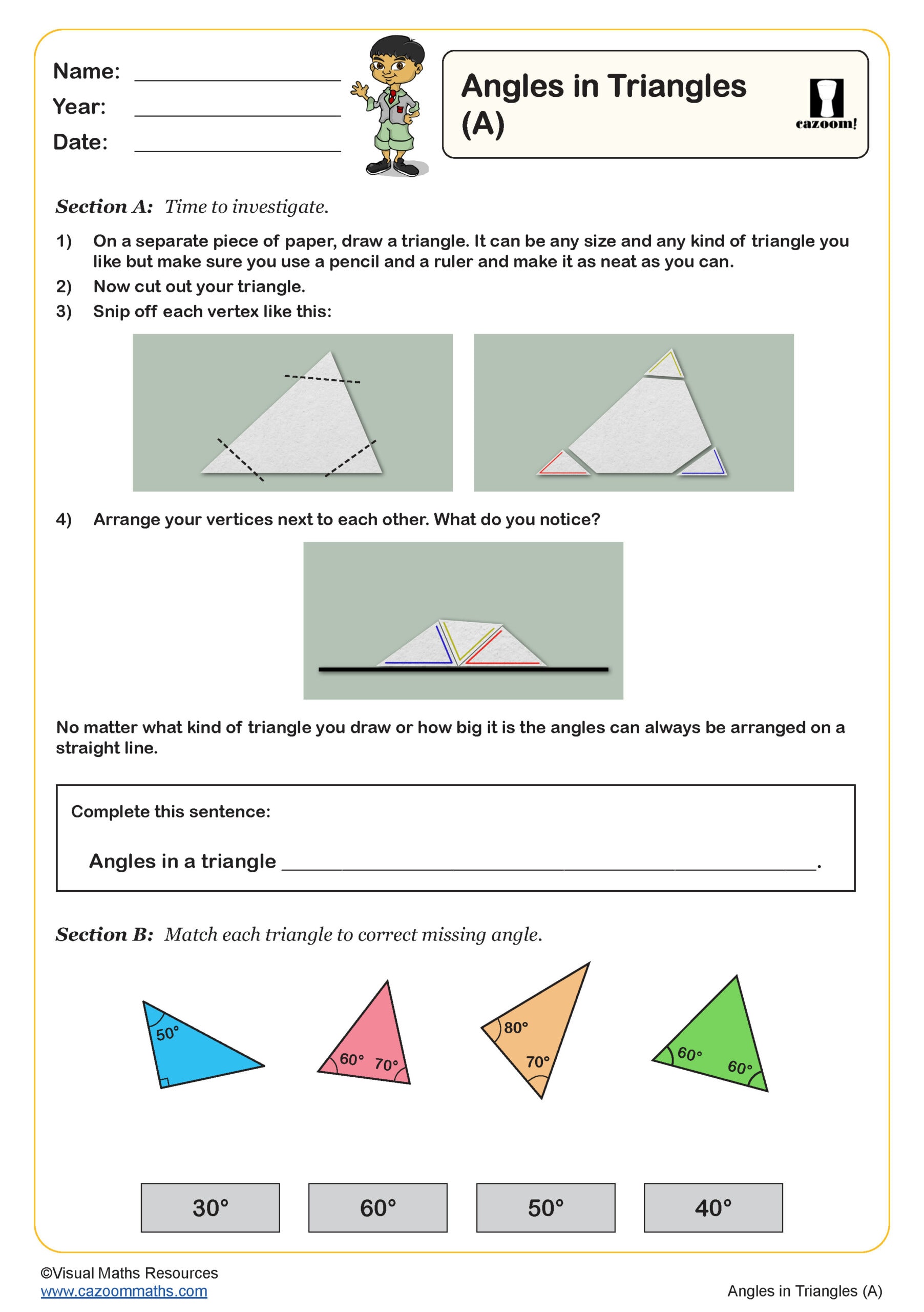 Preview of Angles in Triangles (A)