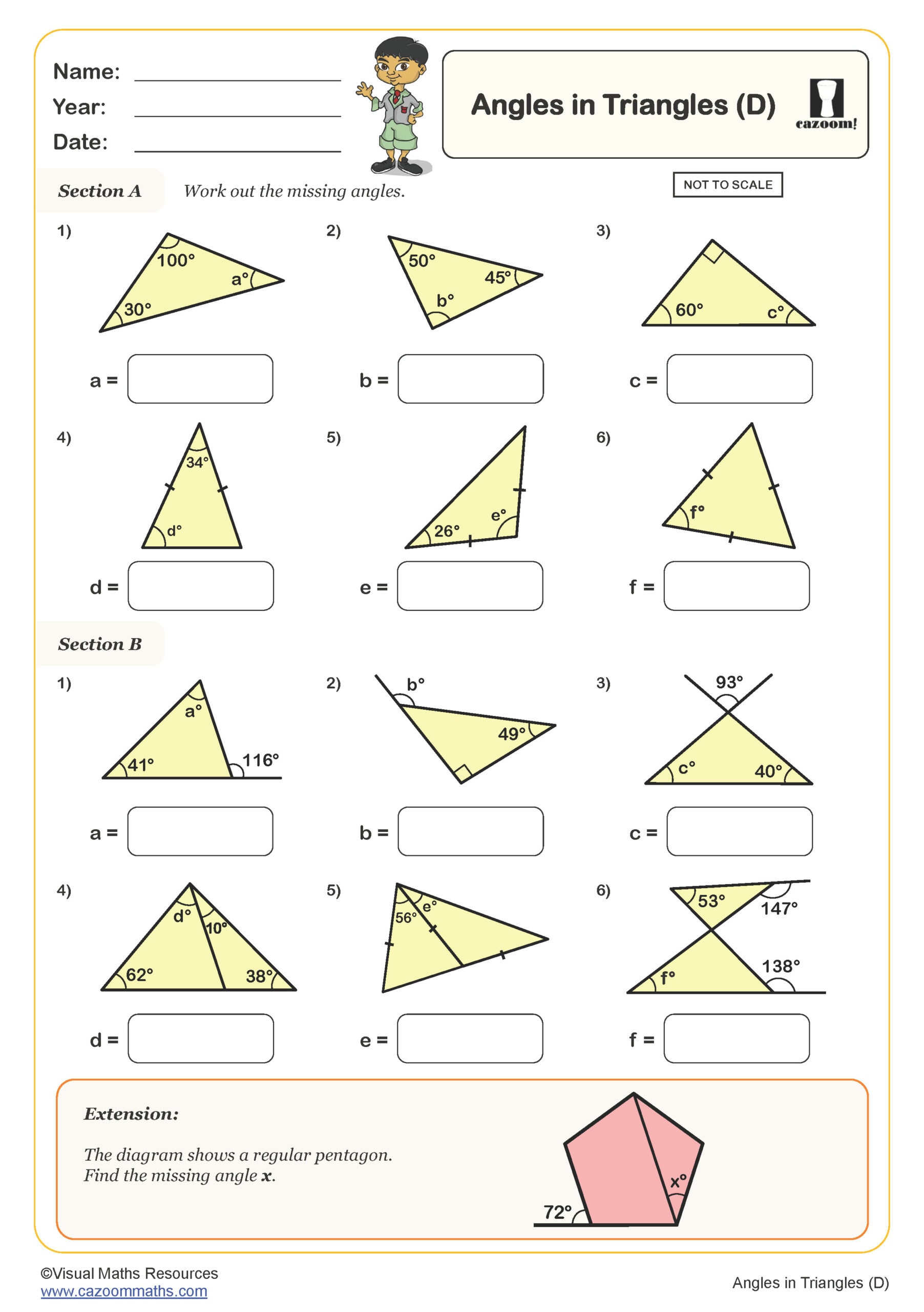 Preview of Angles in Triangles (D)