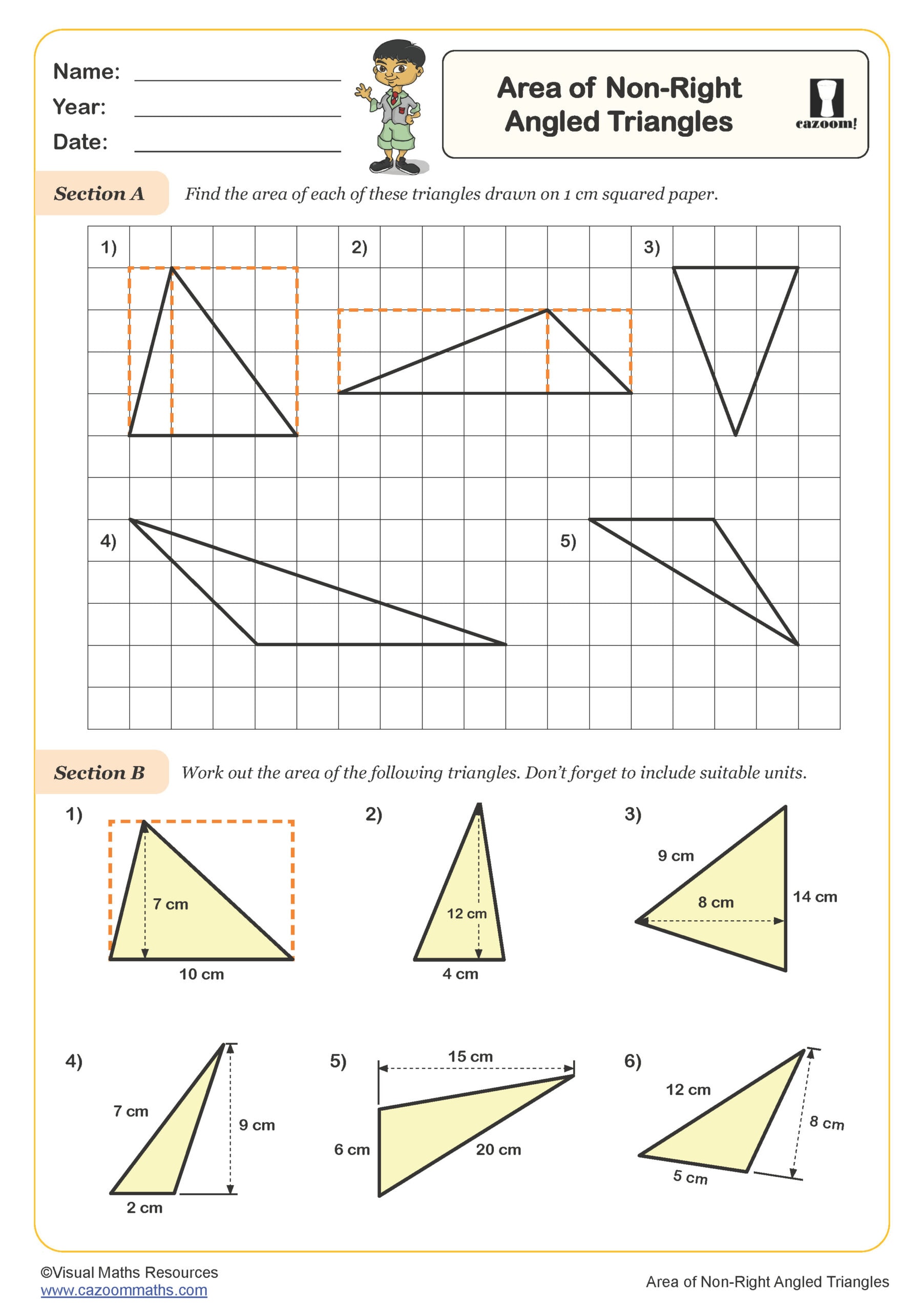 Area Of Non Right Angled Triangles Worksheet Scaled