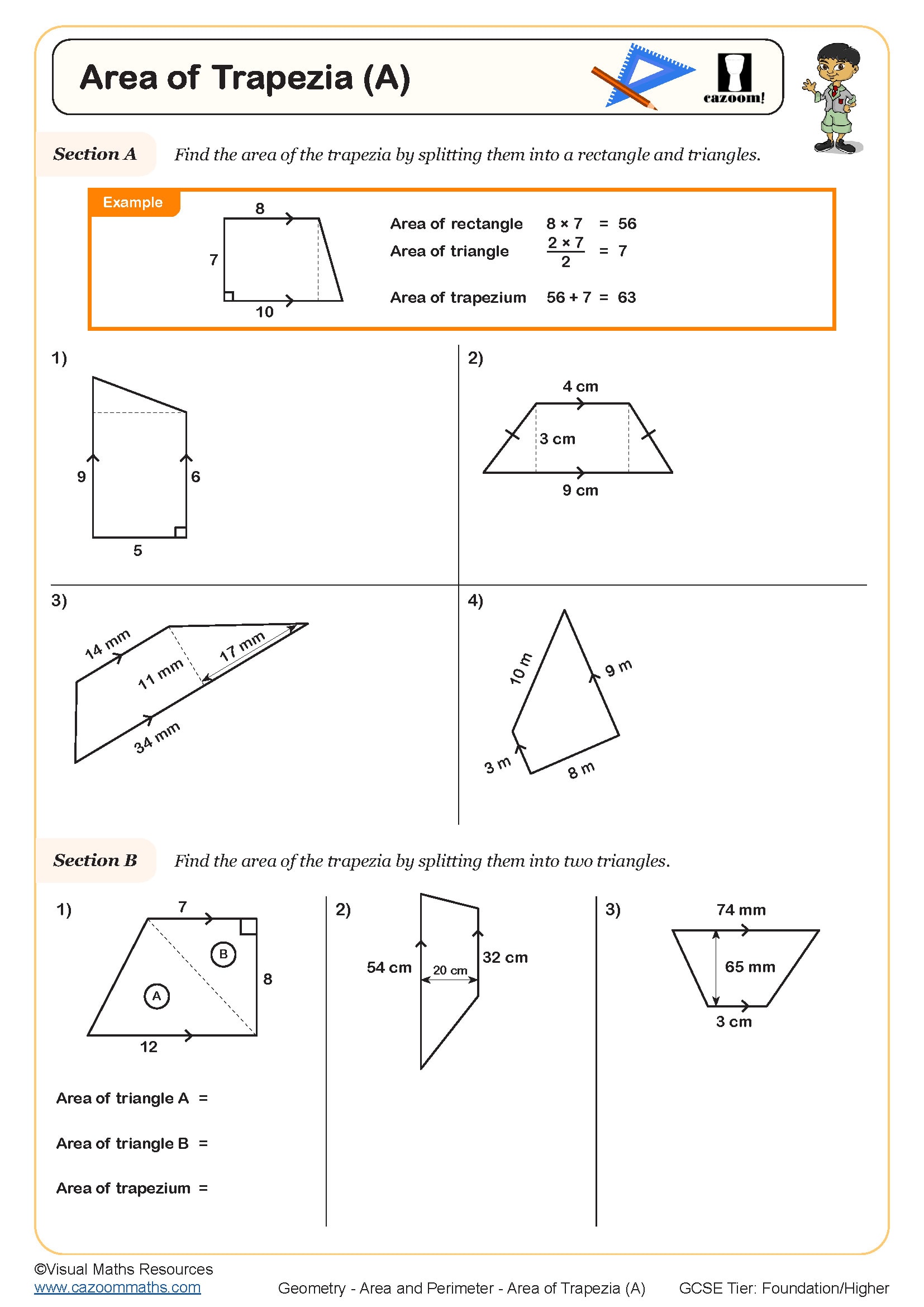 Preview of Area of Trapezia (A)