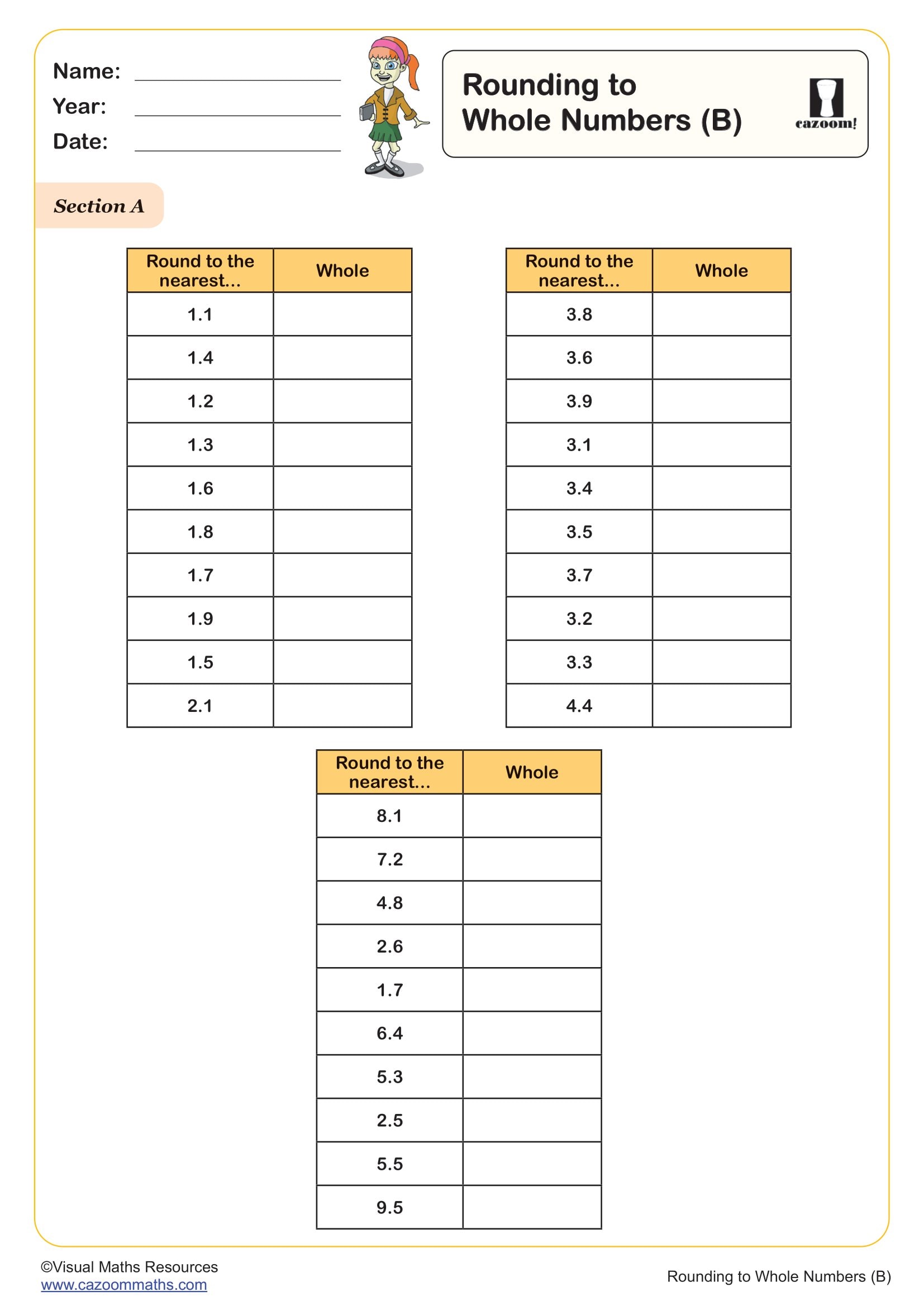 Preview of Rounding to Whole Numbers (B)