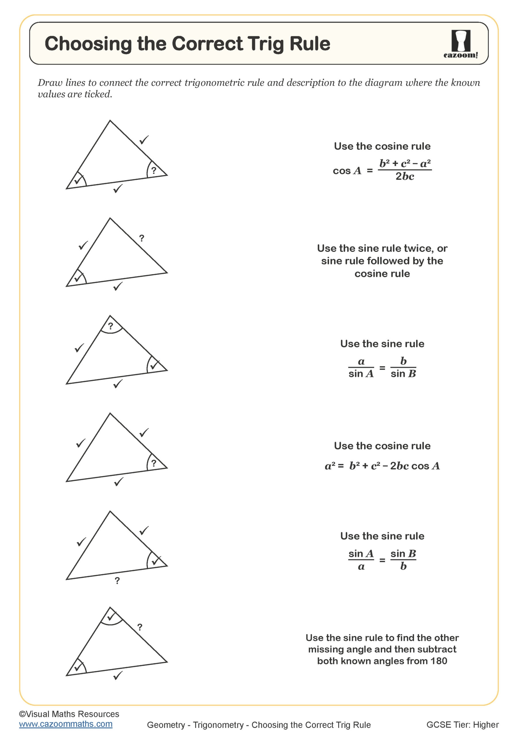 Preview of Choosing the Correct Trig Rule