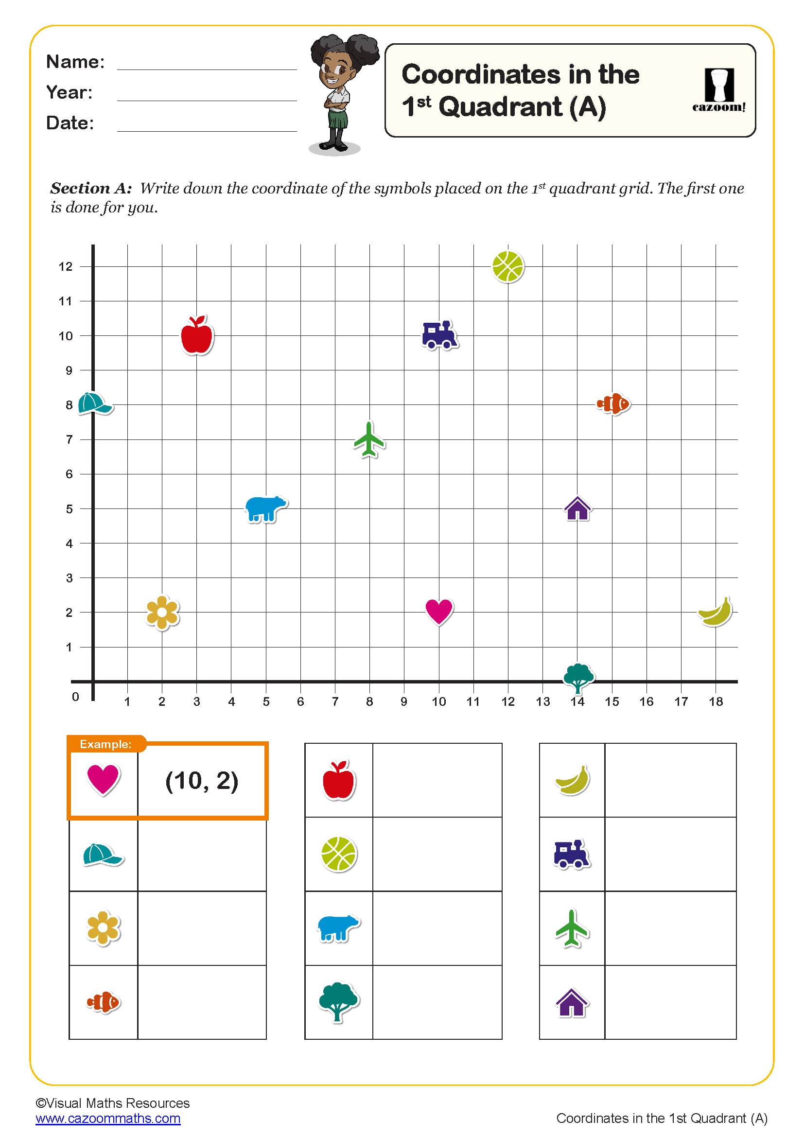 Coordinates In The 1st Quadrant A Worksheet
