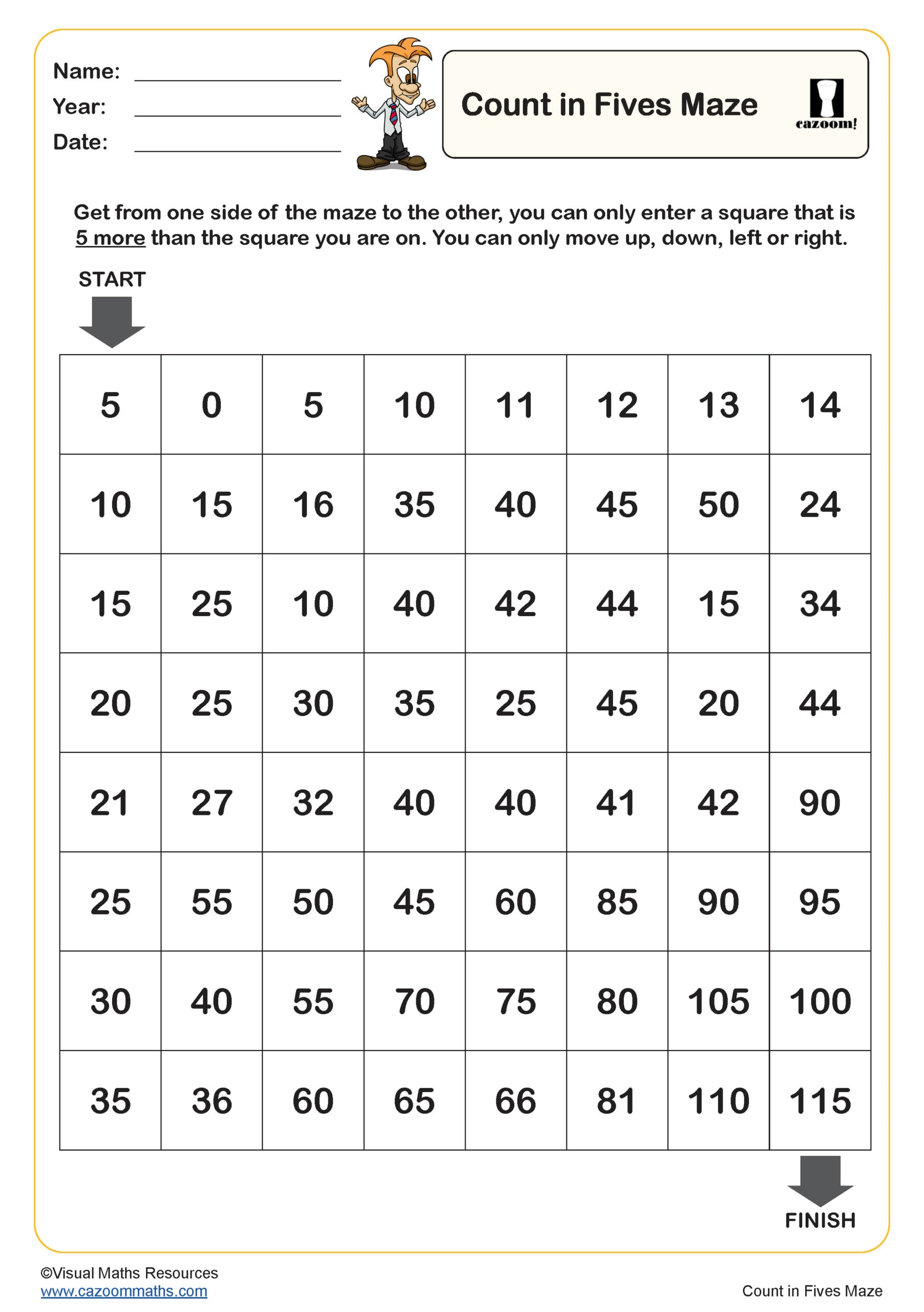 Preview of Count in 5s Maze