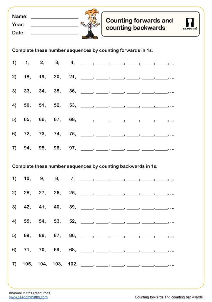 Skip Counting Worksheet (count in 5s) | Fun and Engaging Year 1 PDF ...