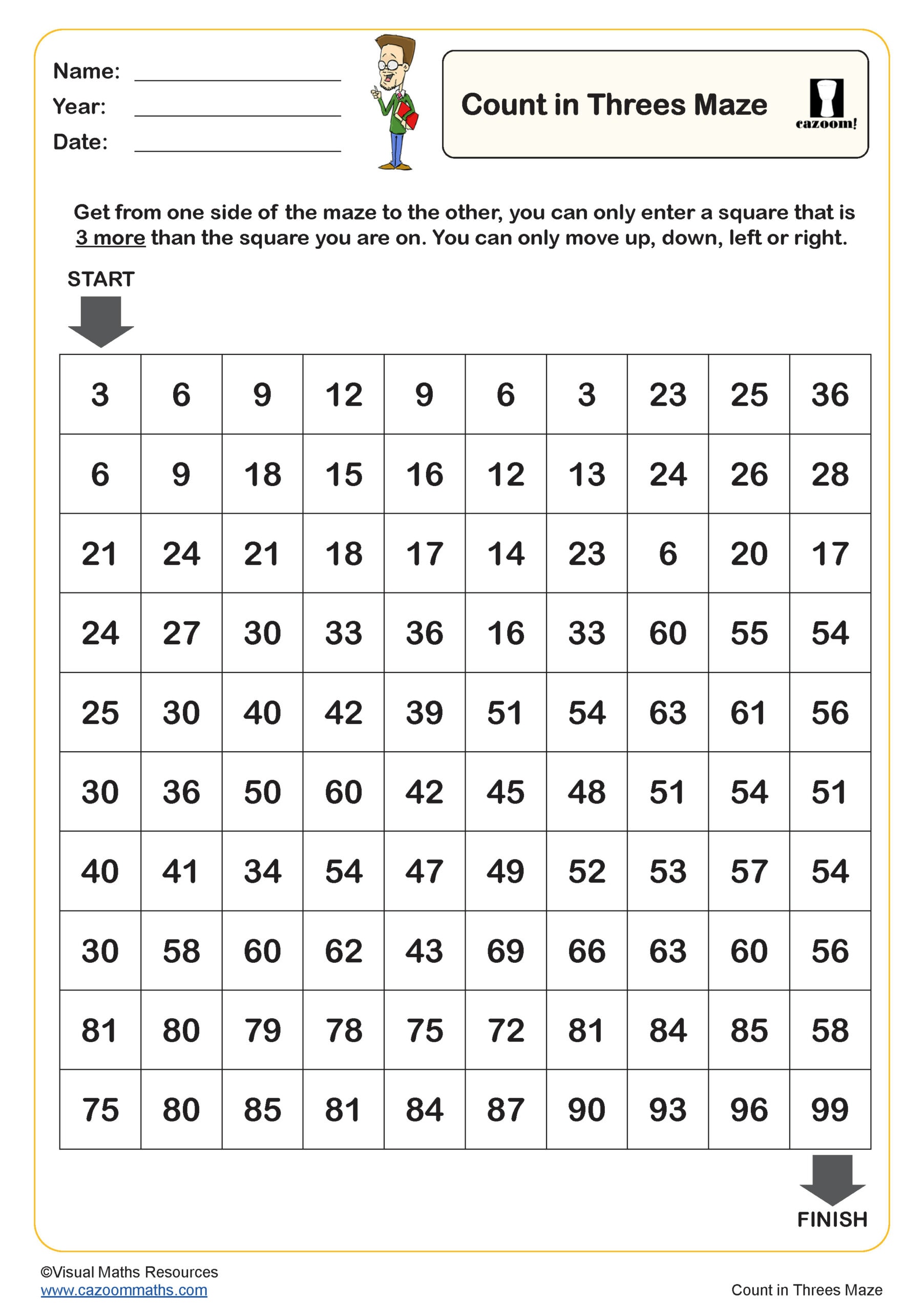 Preview of Count in 3s Maze