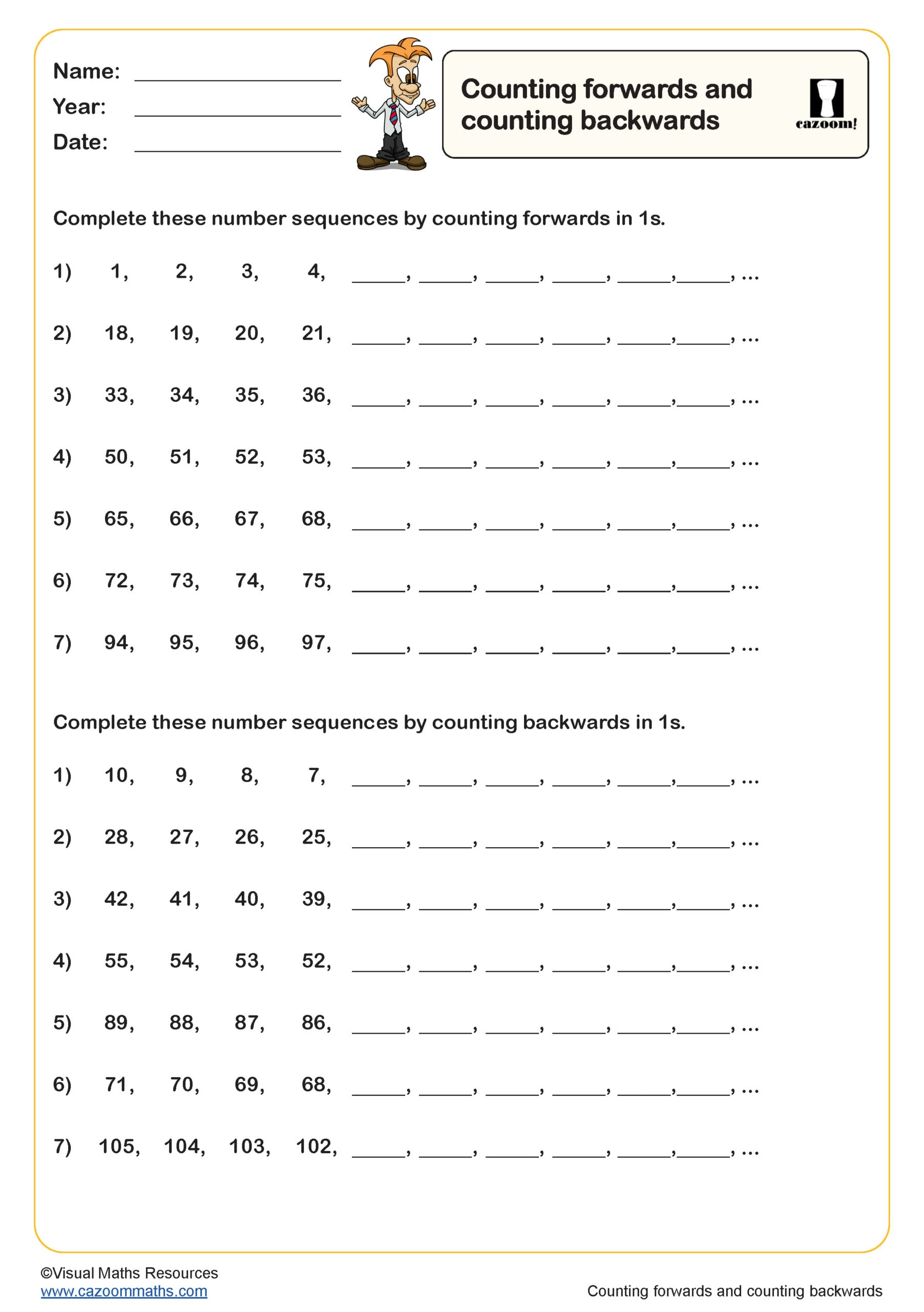 Preview of Counting Forwards and Counting Backwards