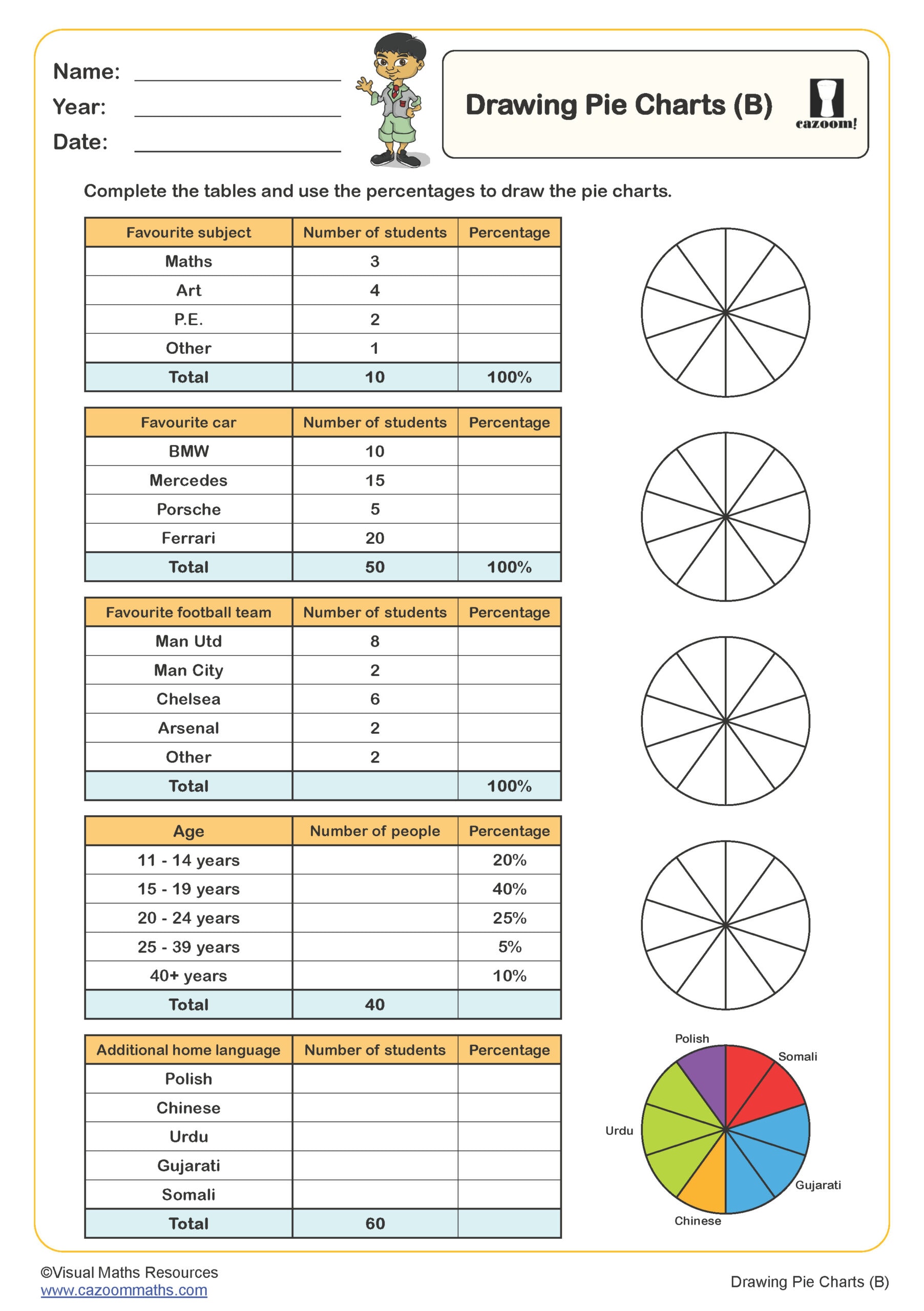Preview of Drawing Pie Charts (B)