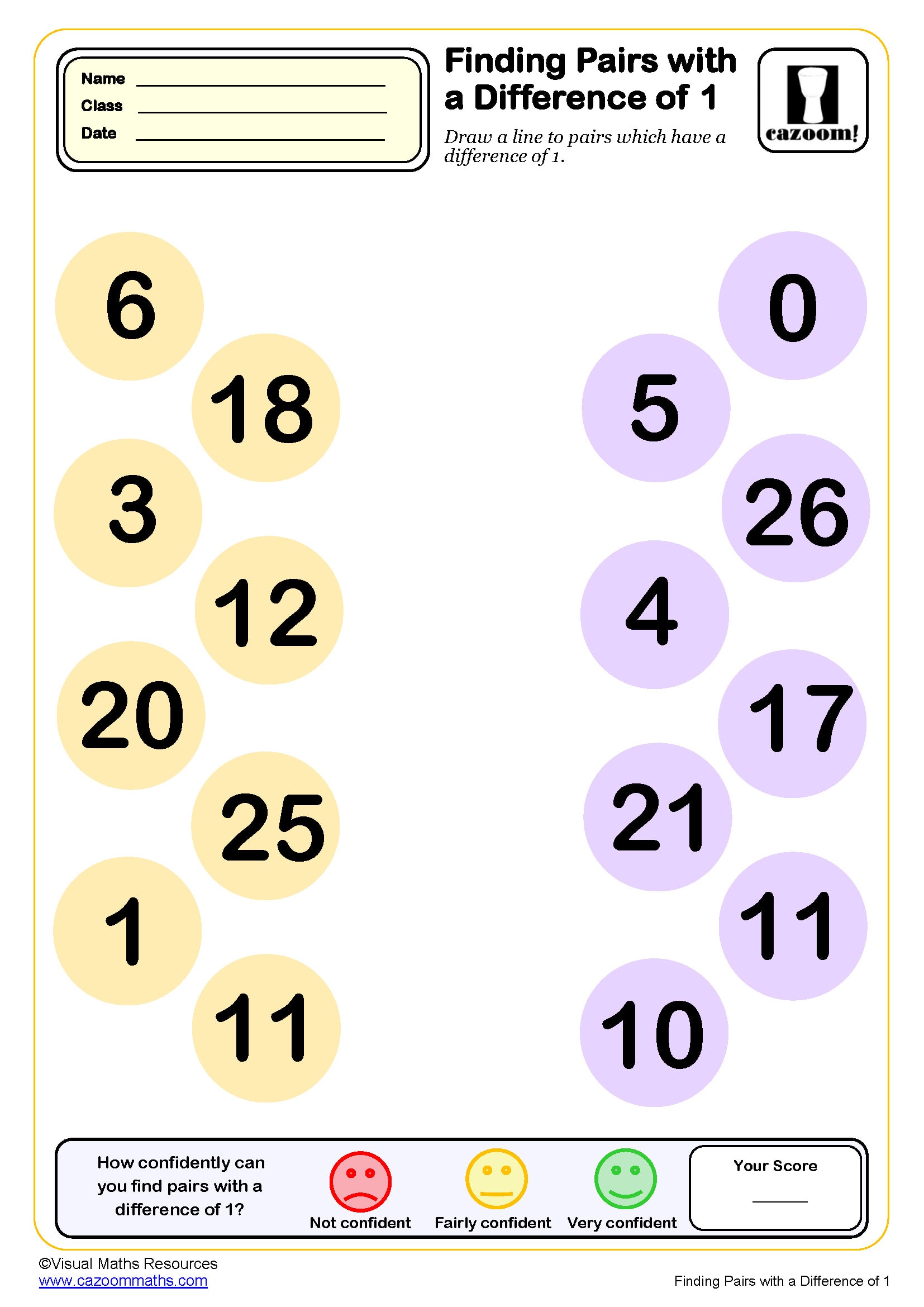 Preview of Find Pairs with a Difference of 1