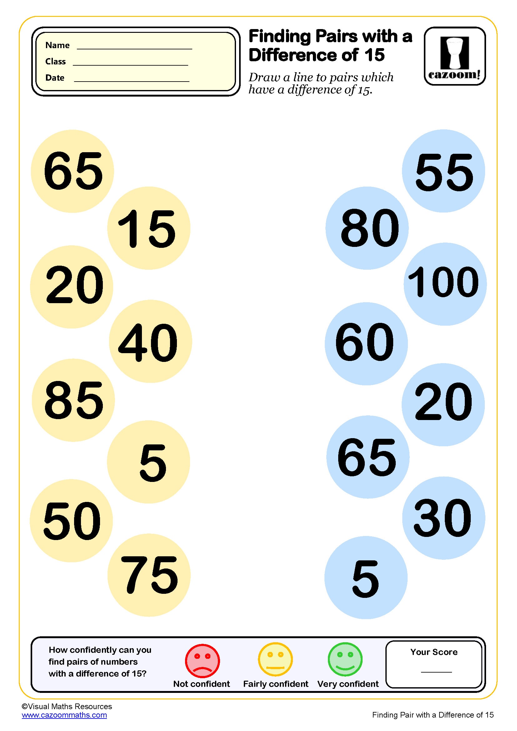 Preview of Find Pairs with a Difference of 15
