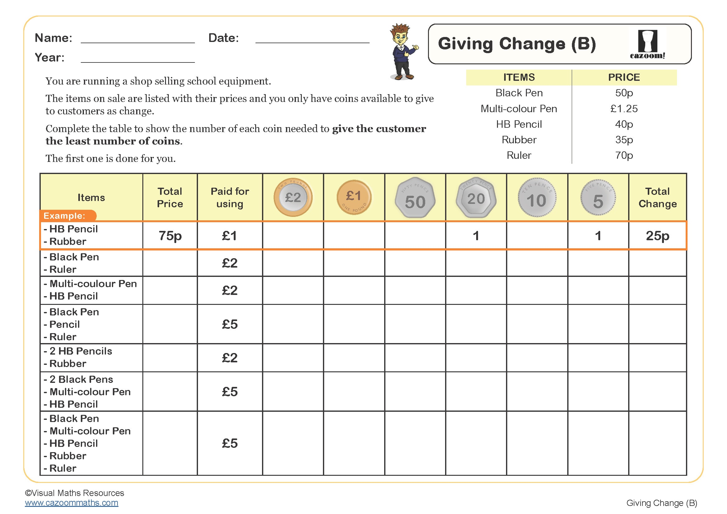 Preview of Giving Change (B)