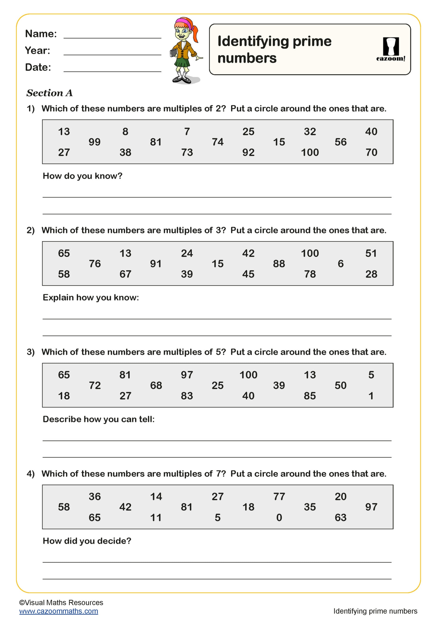 Preview of Identifying Prime Numbers