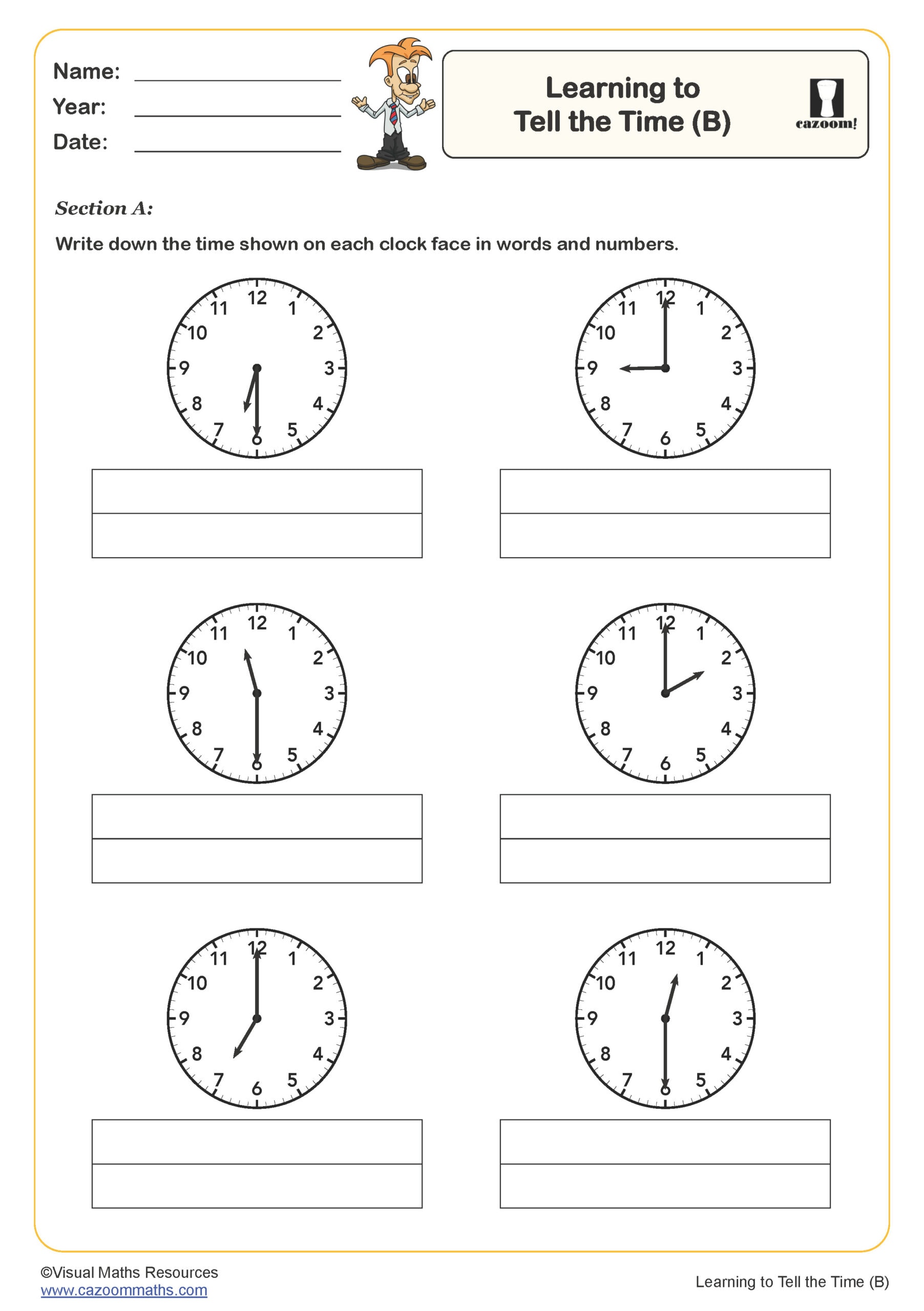 Preview of Learning to Tell the Time (B)