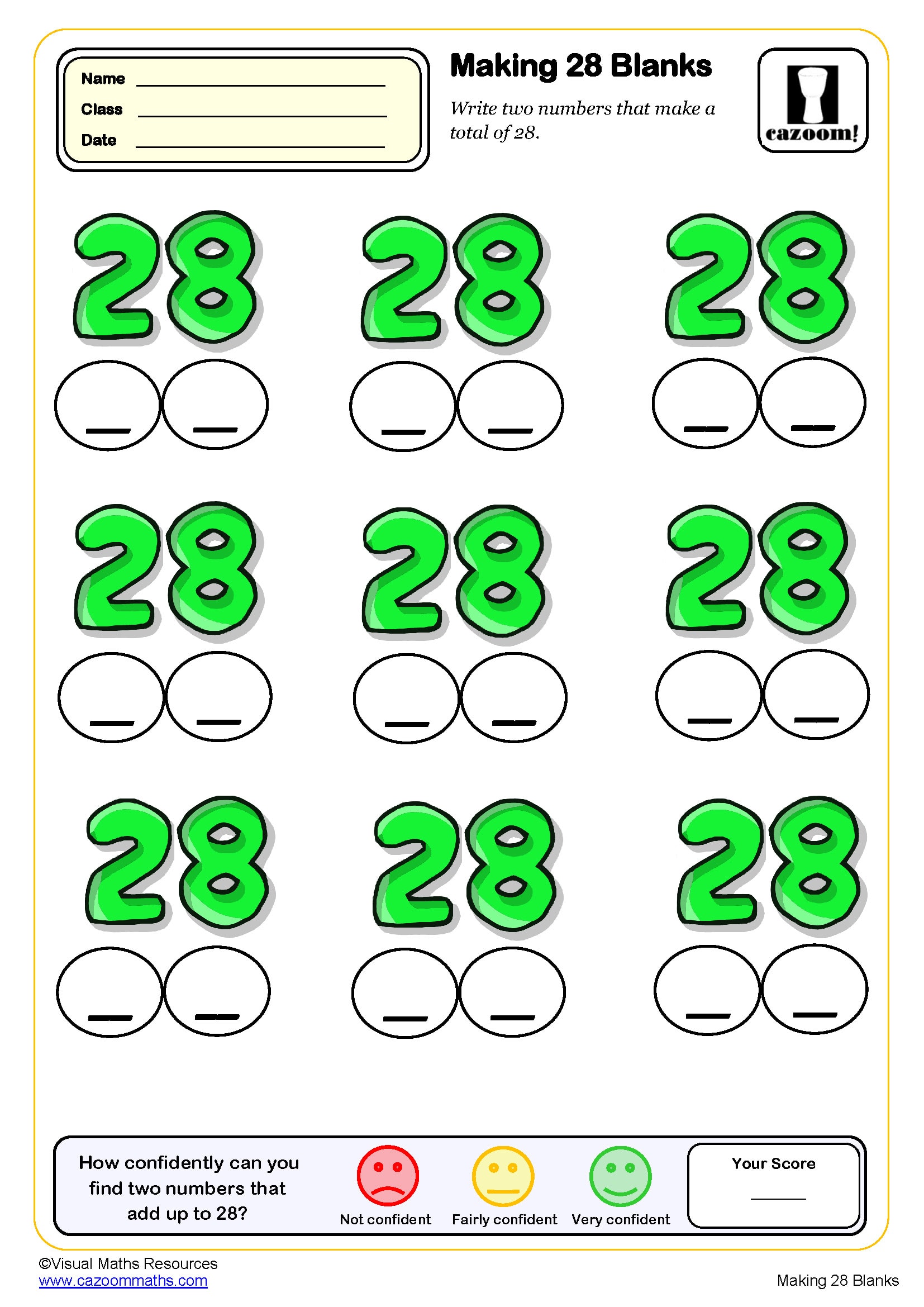 Preview of Making 28 (Blanks)