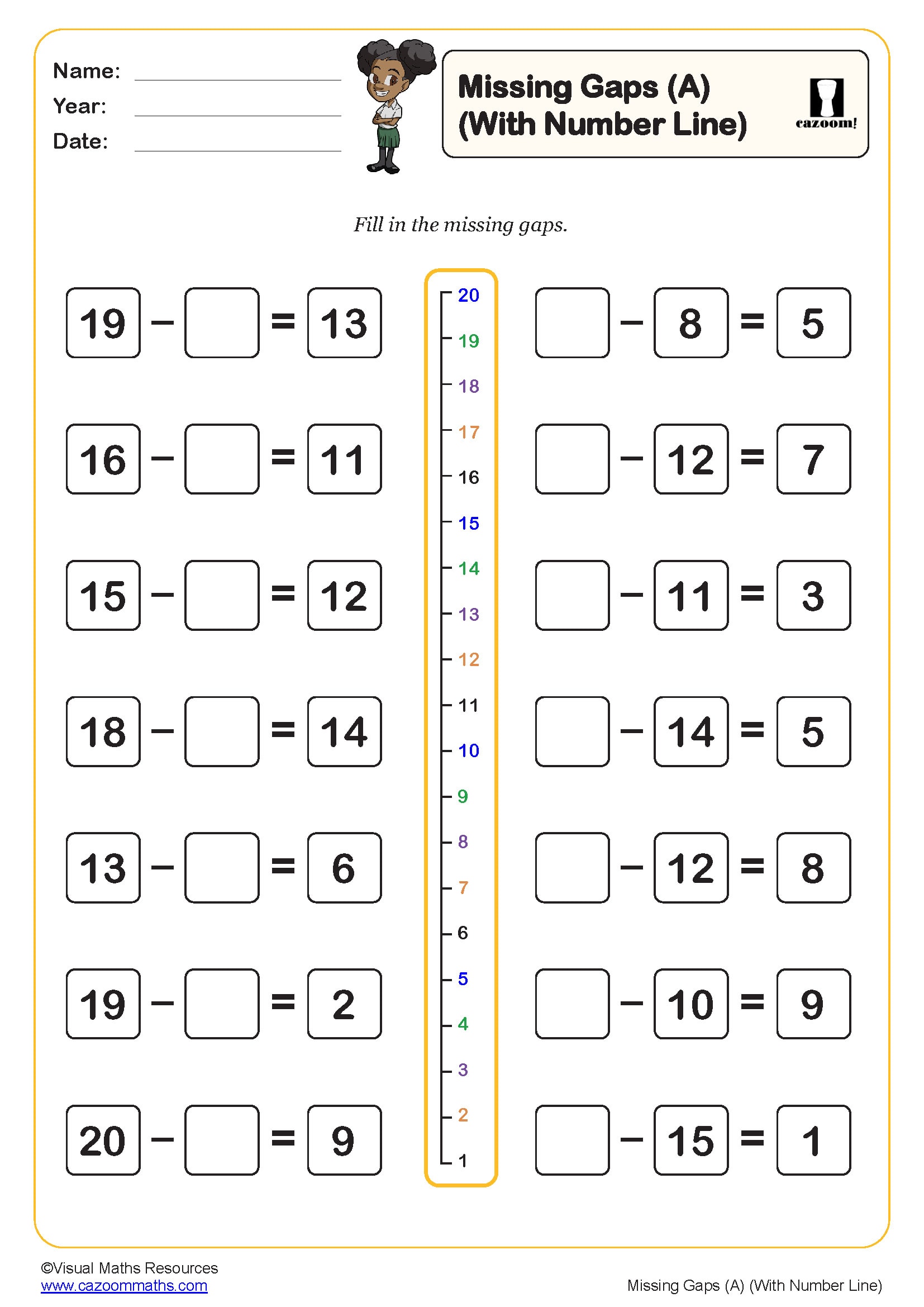 Preview of Misisng Gaps (A) (With a Number Line)