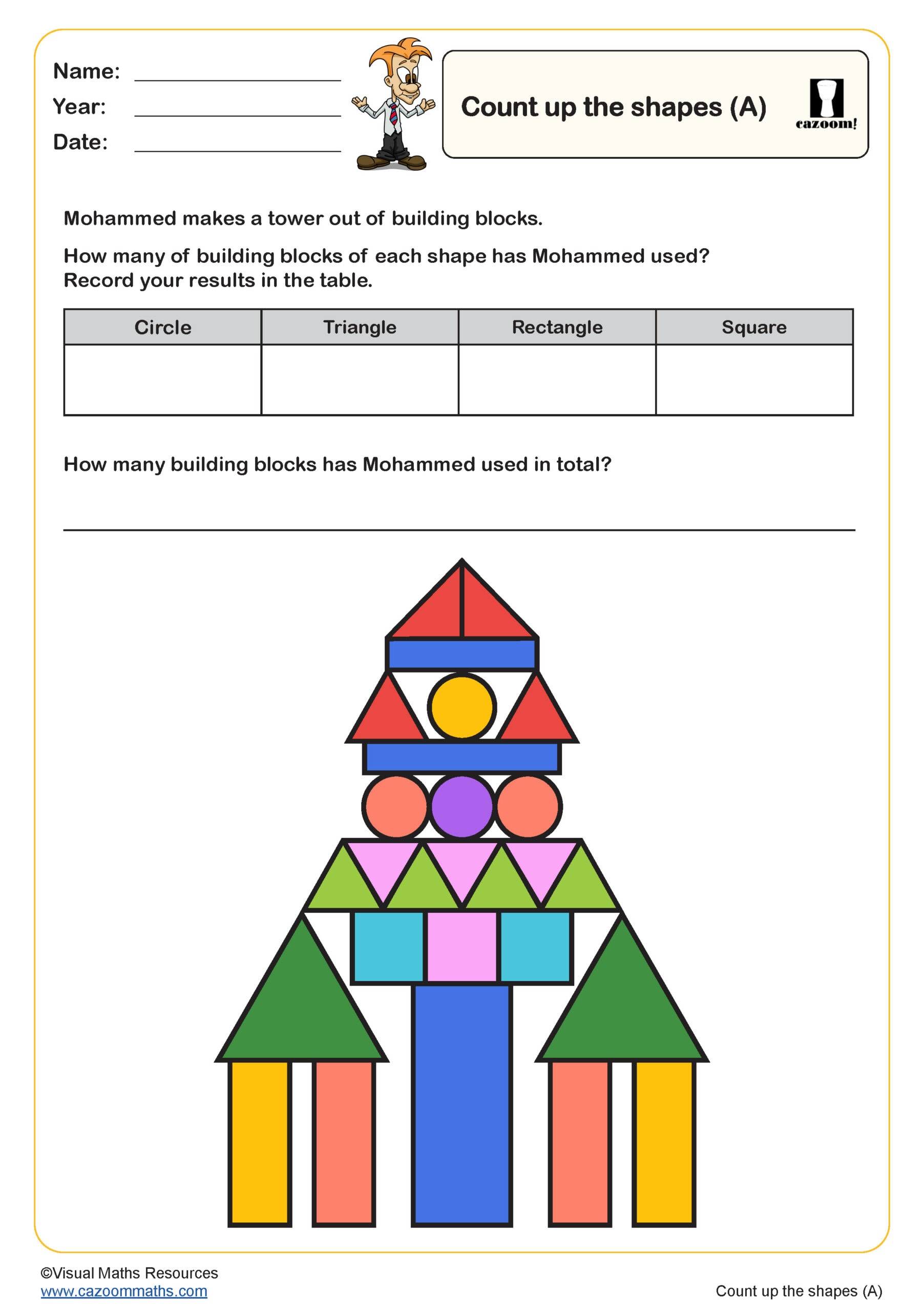 Recognise And Count 2D Shapes Worksheet Scaled