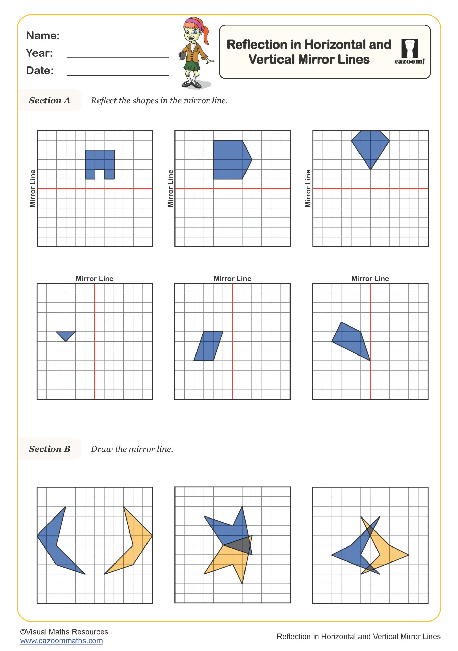 Preview of Refelction in Horizontal and Vertical Mirror Lines