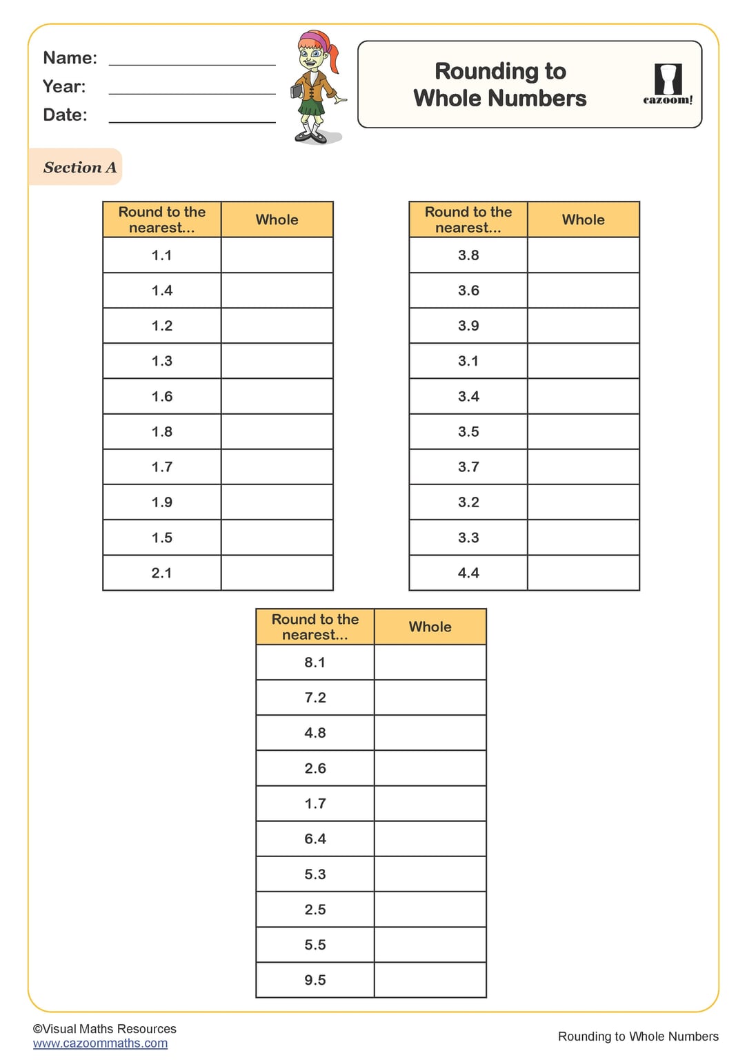 Rounding Numbers to the Nearest 100 Using Number Lines (A) Worksheet ...