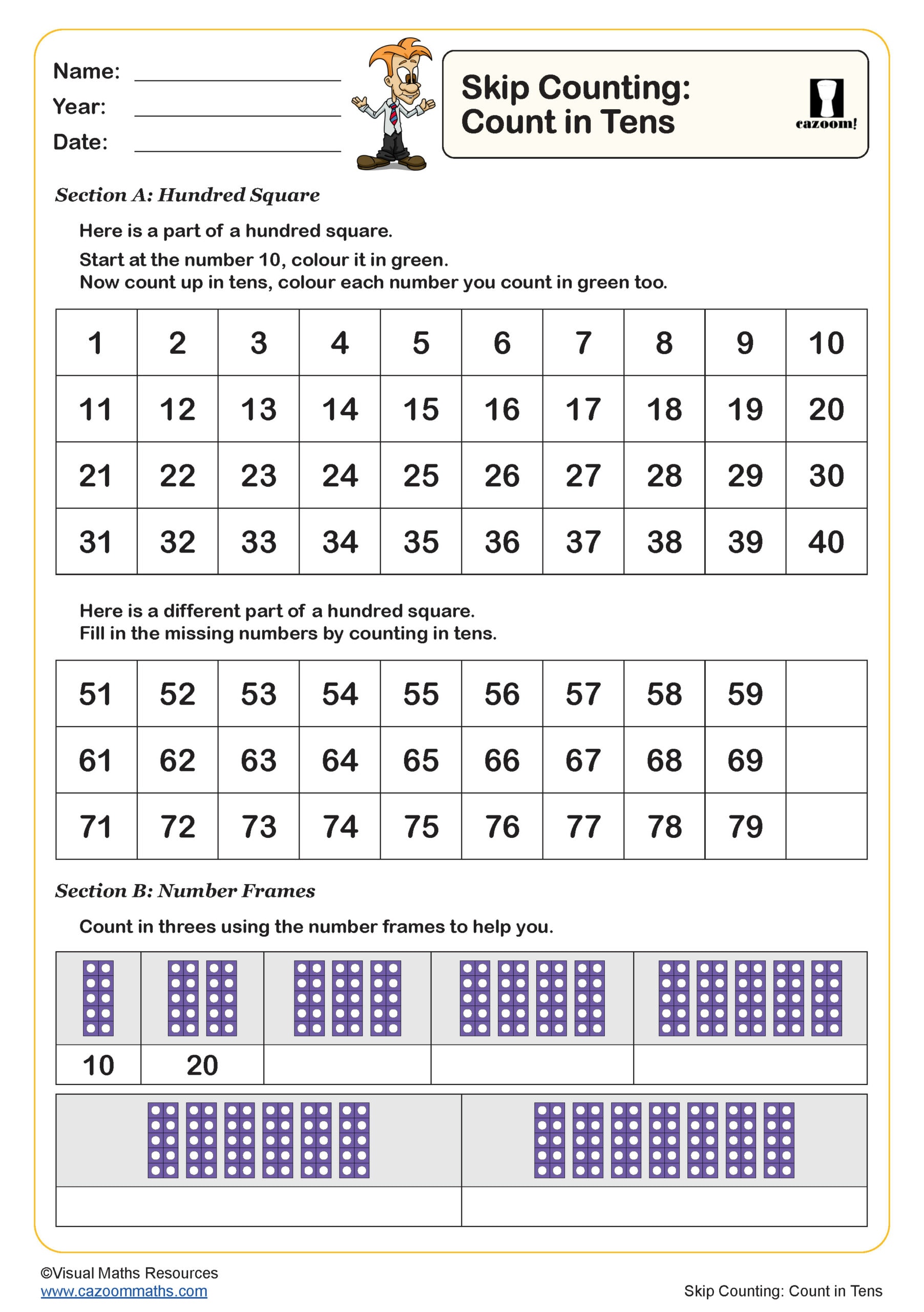 Preview of Skip Counting (count in 10s)