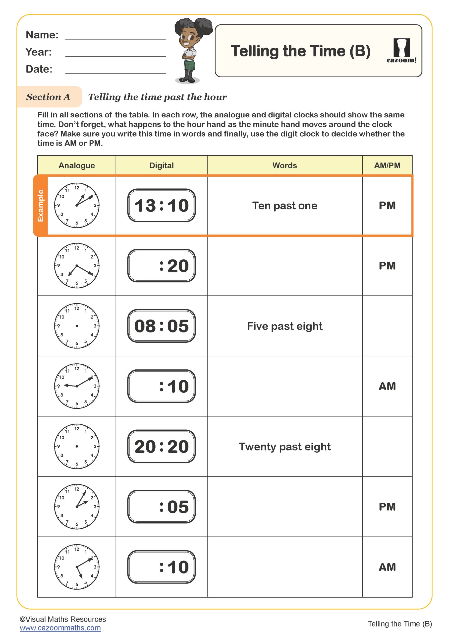 Preview of Telling the Time (B)