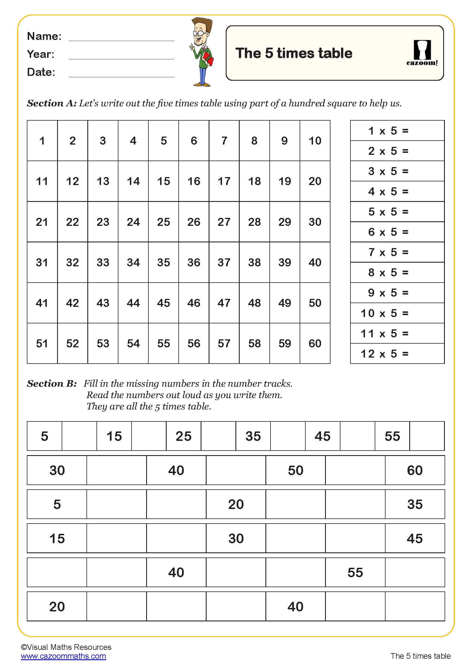 Preview of The Five Times Table