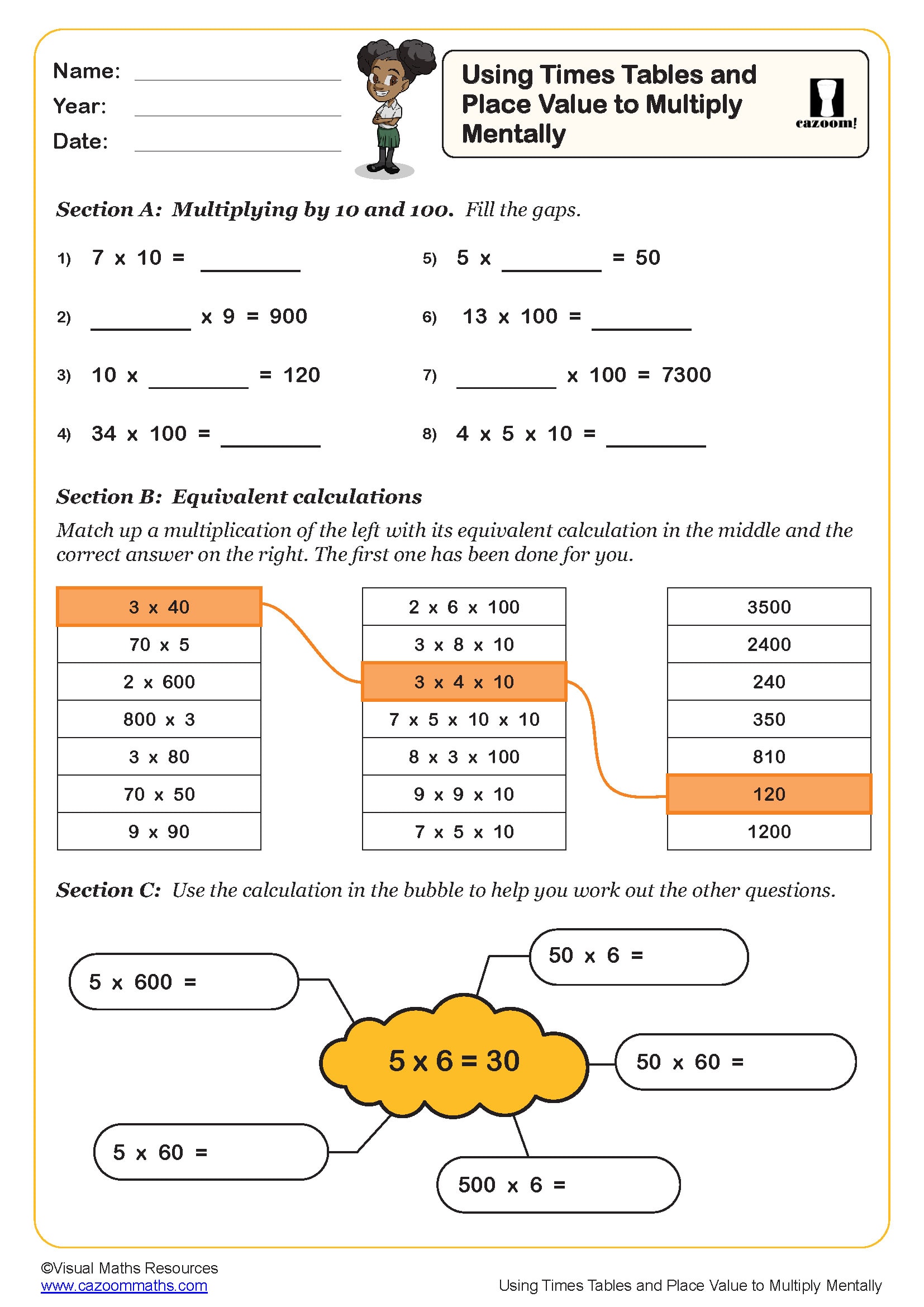 Preview of Using Times Tables and Place Value to Multiply Mentally