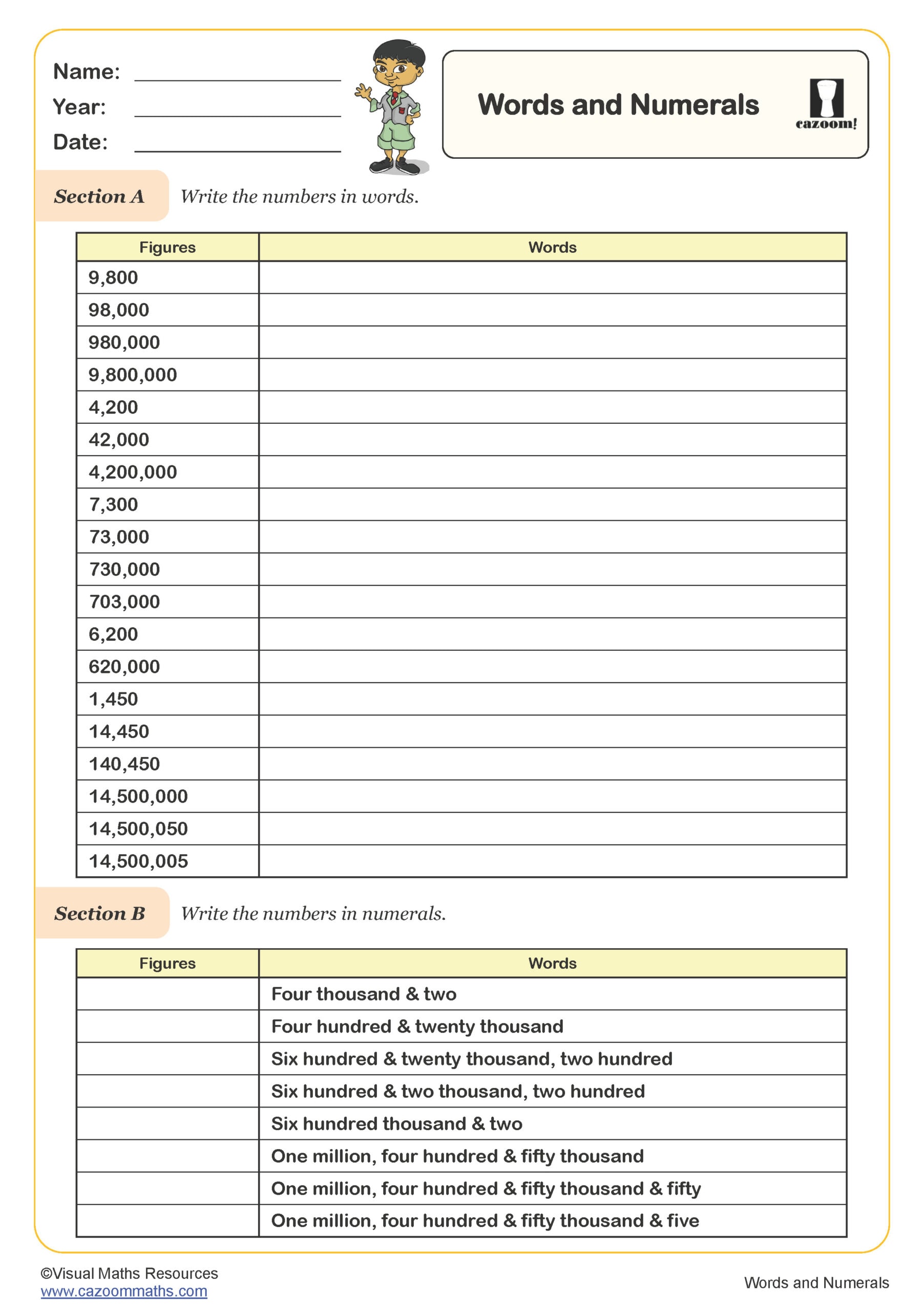 Preview of Words and Numerals