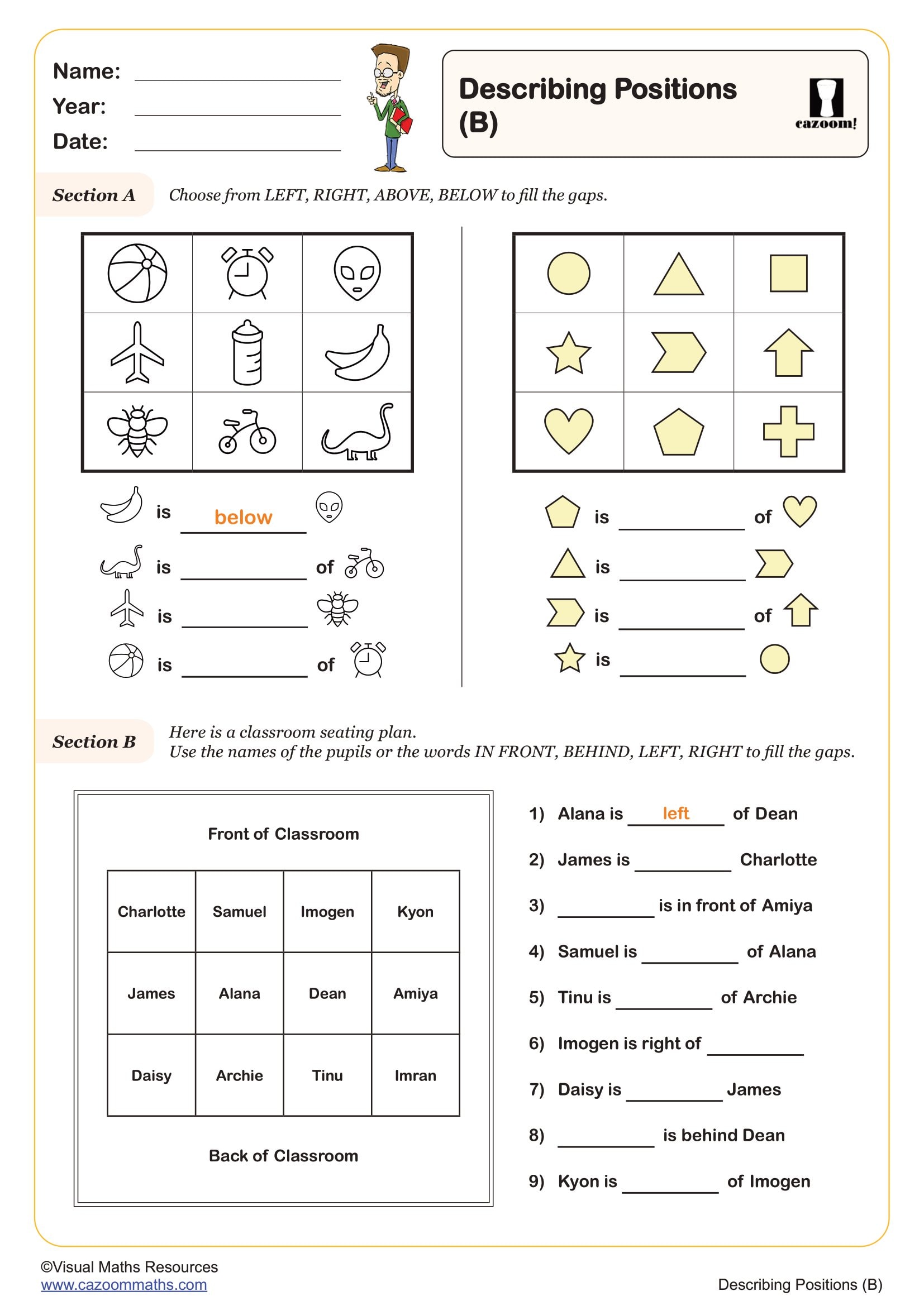 Preview of Describing Positions (B)