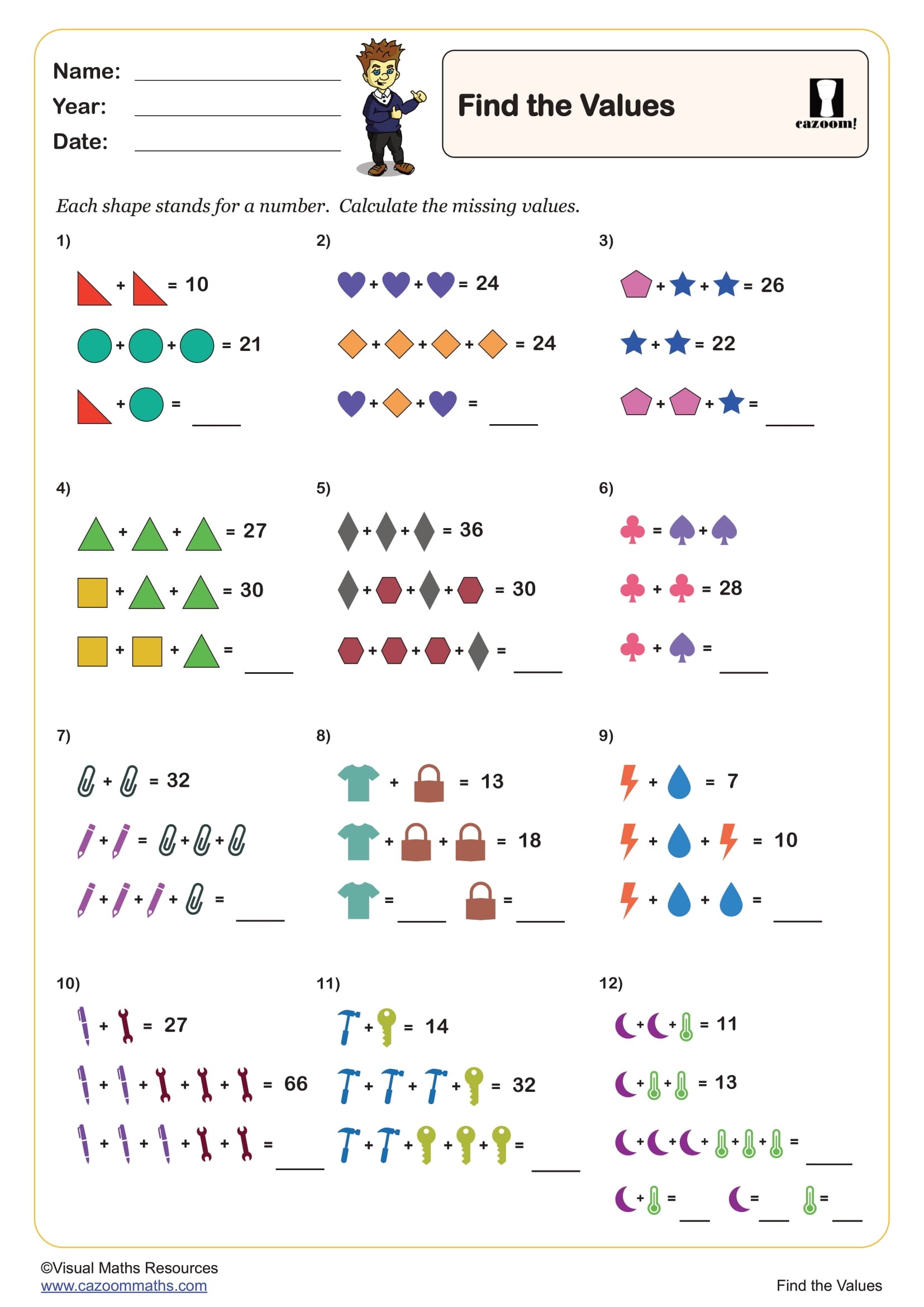 Preview of Find the Values