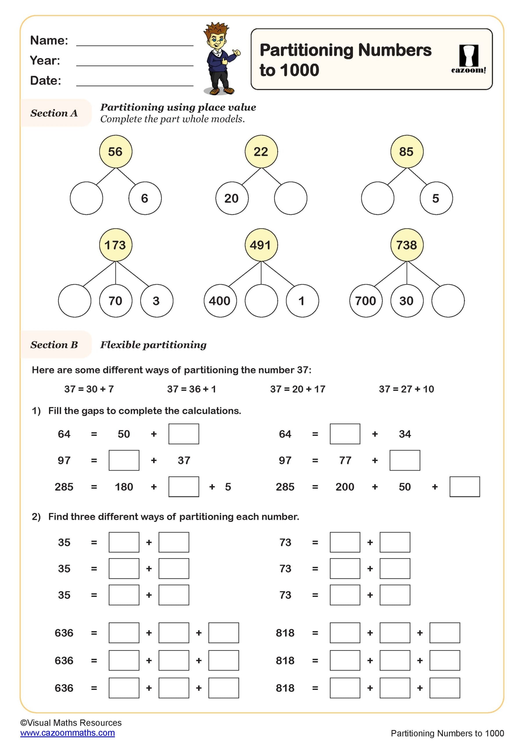 Preview of Partitioning Numbers to 1,000