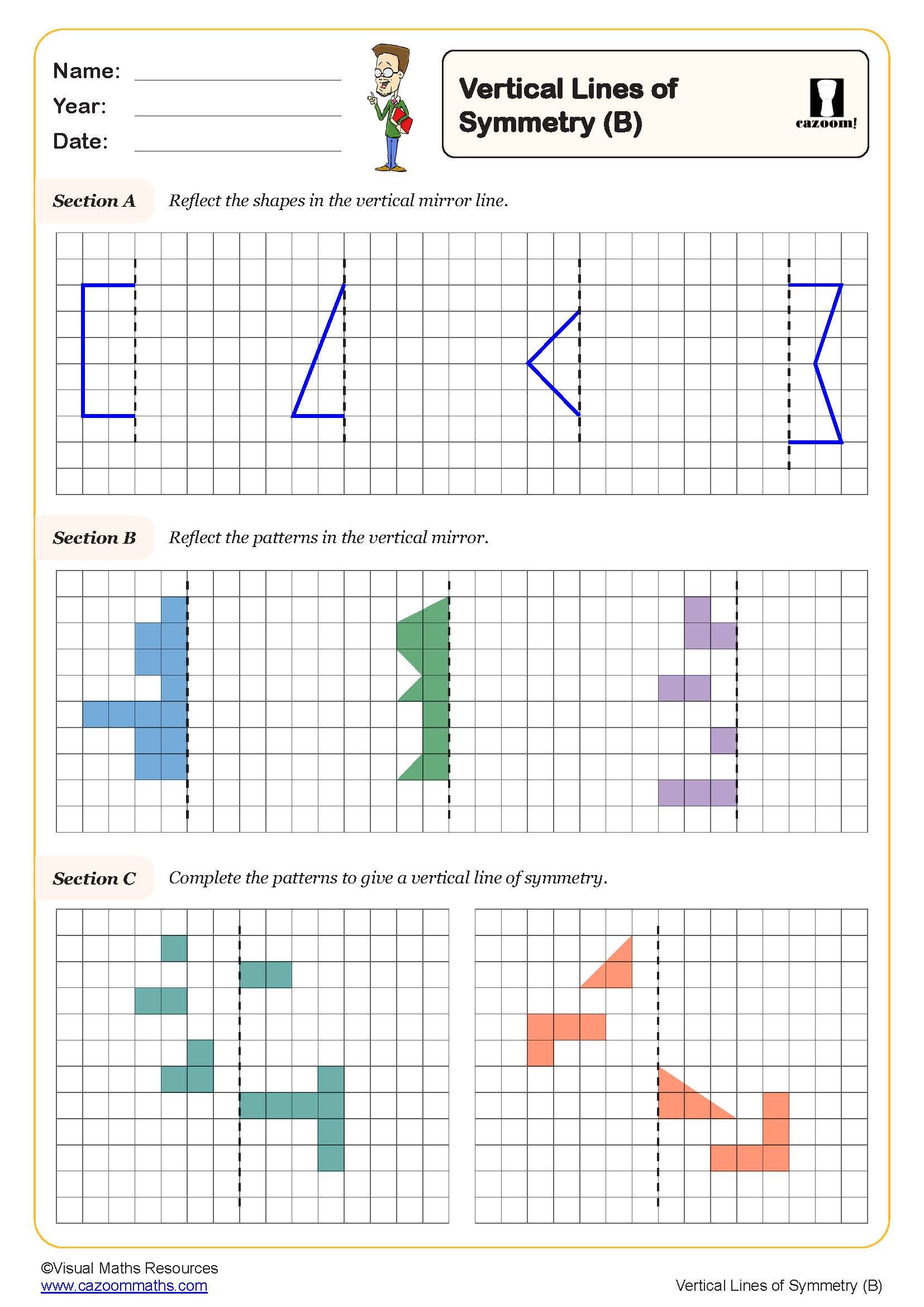 Vertical Lines Of Symmetry B Worksheet