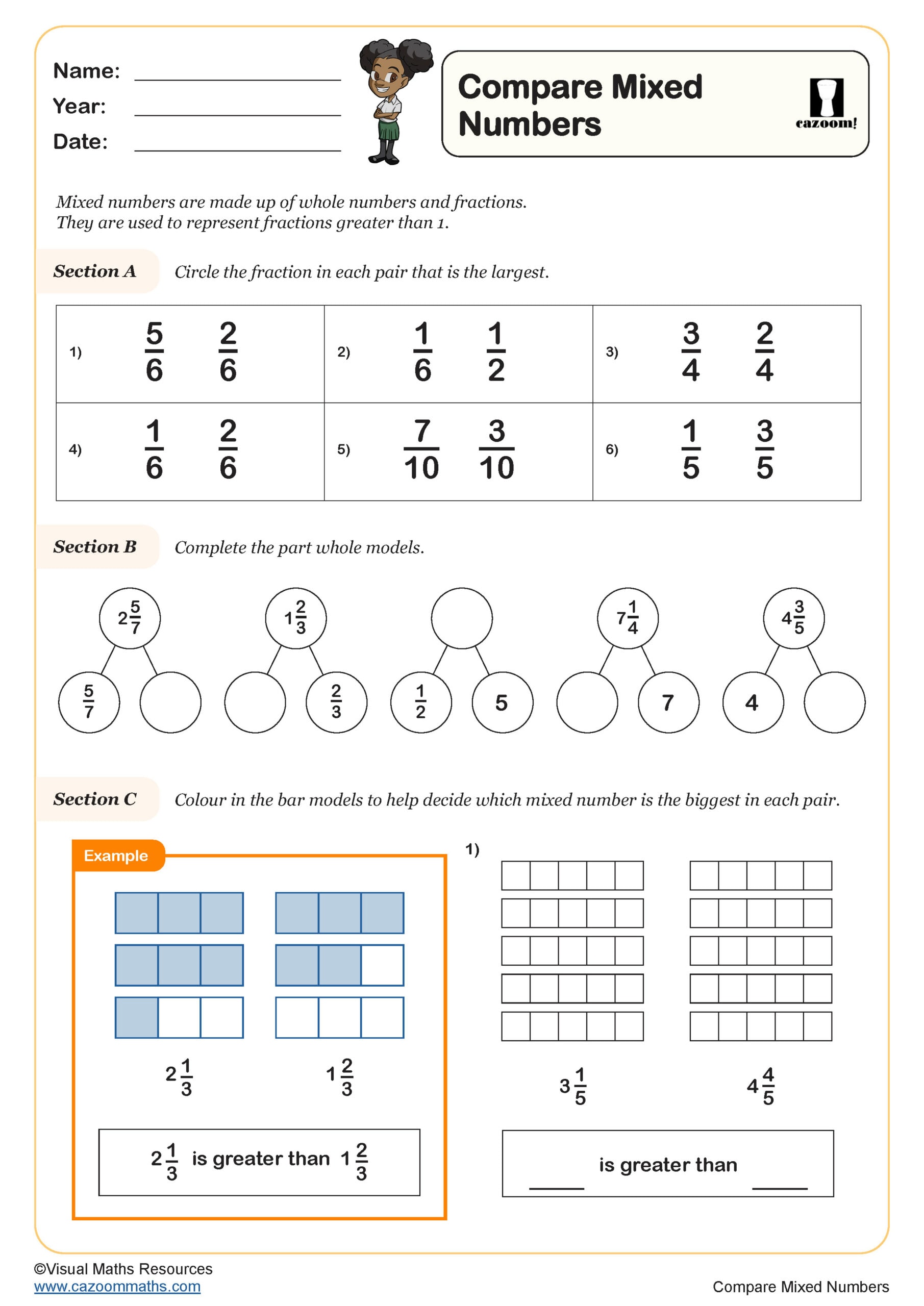 Preview of Compare Mixed numbers