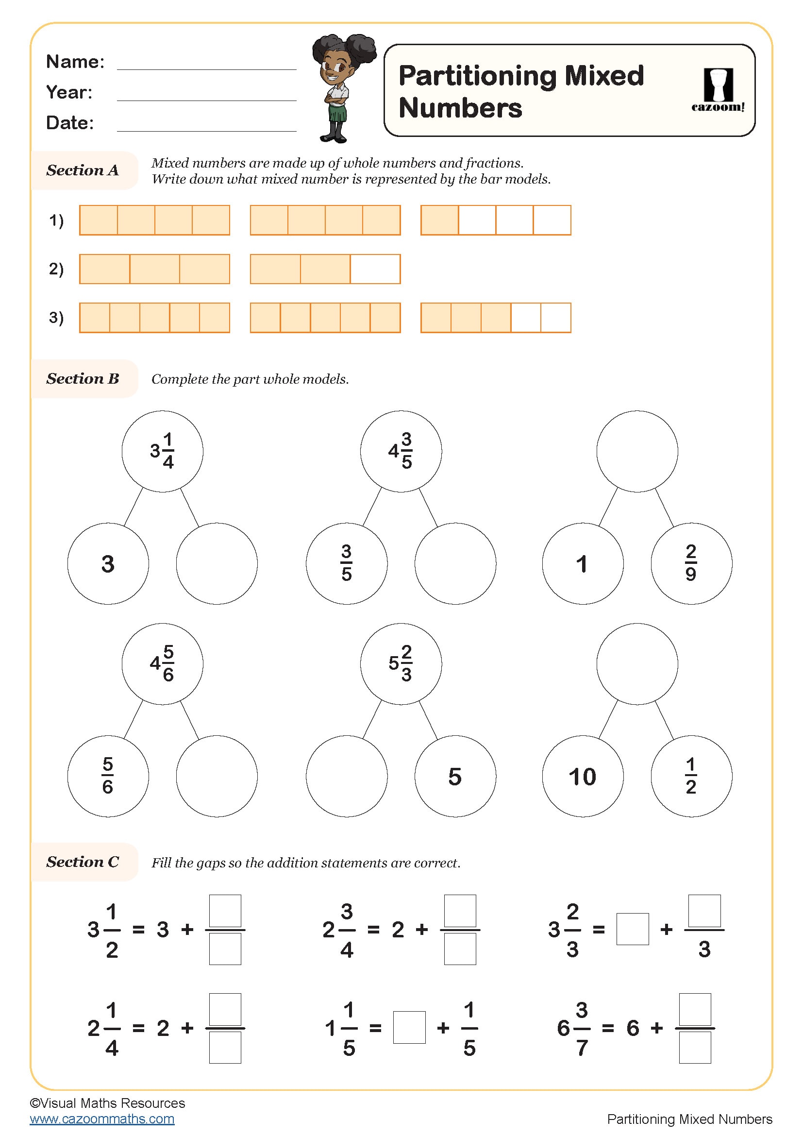 Preview of Partitioning Mixed Numbers