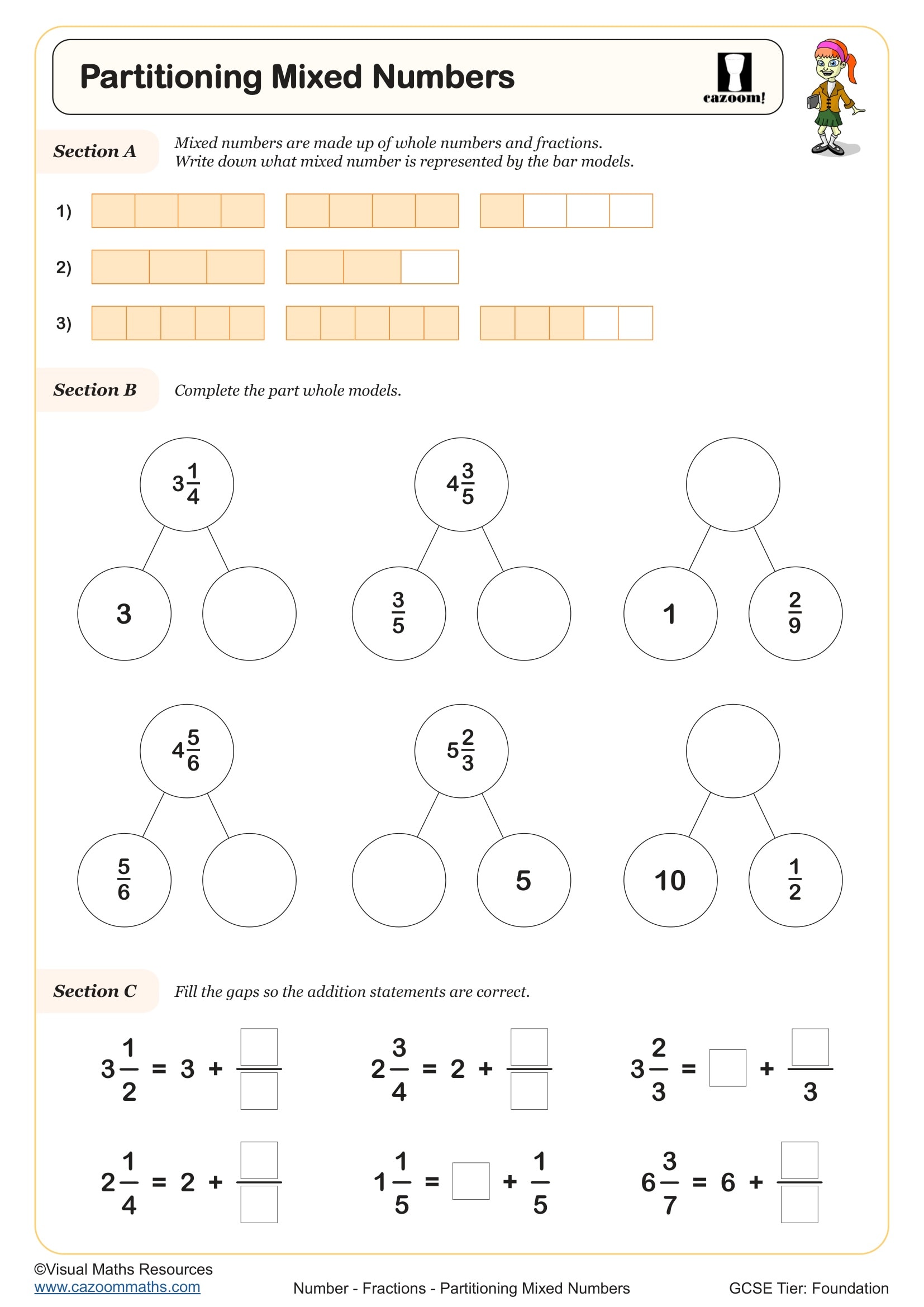 Preview of Partitioning Mixed Numbers