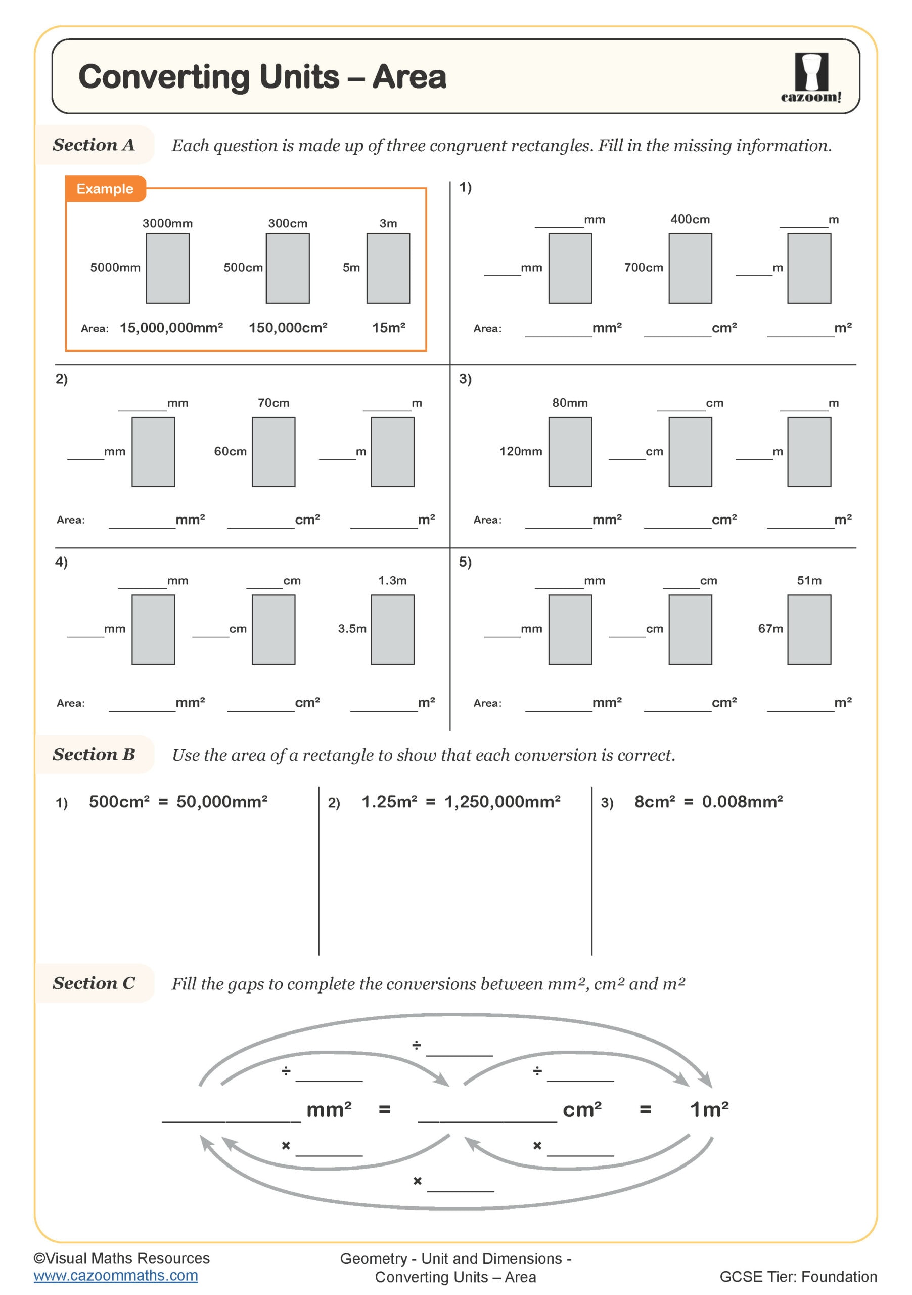Converting Units Area Scaled