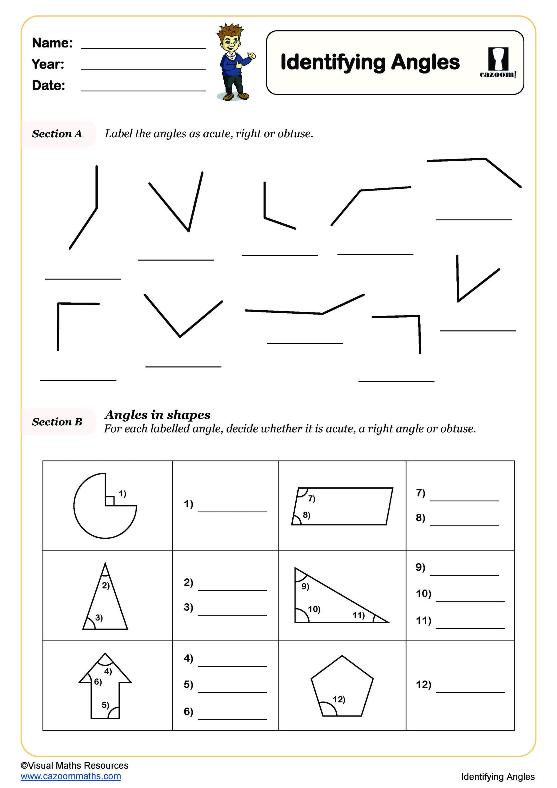 Identifying Angles Worksheet Scaled