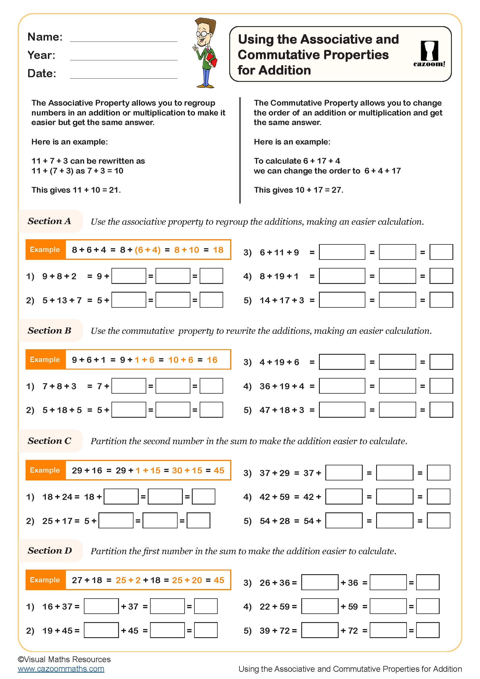 Preview of Using the Associative and Commutative Properties for Addition