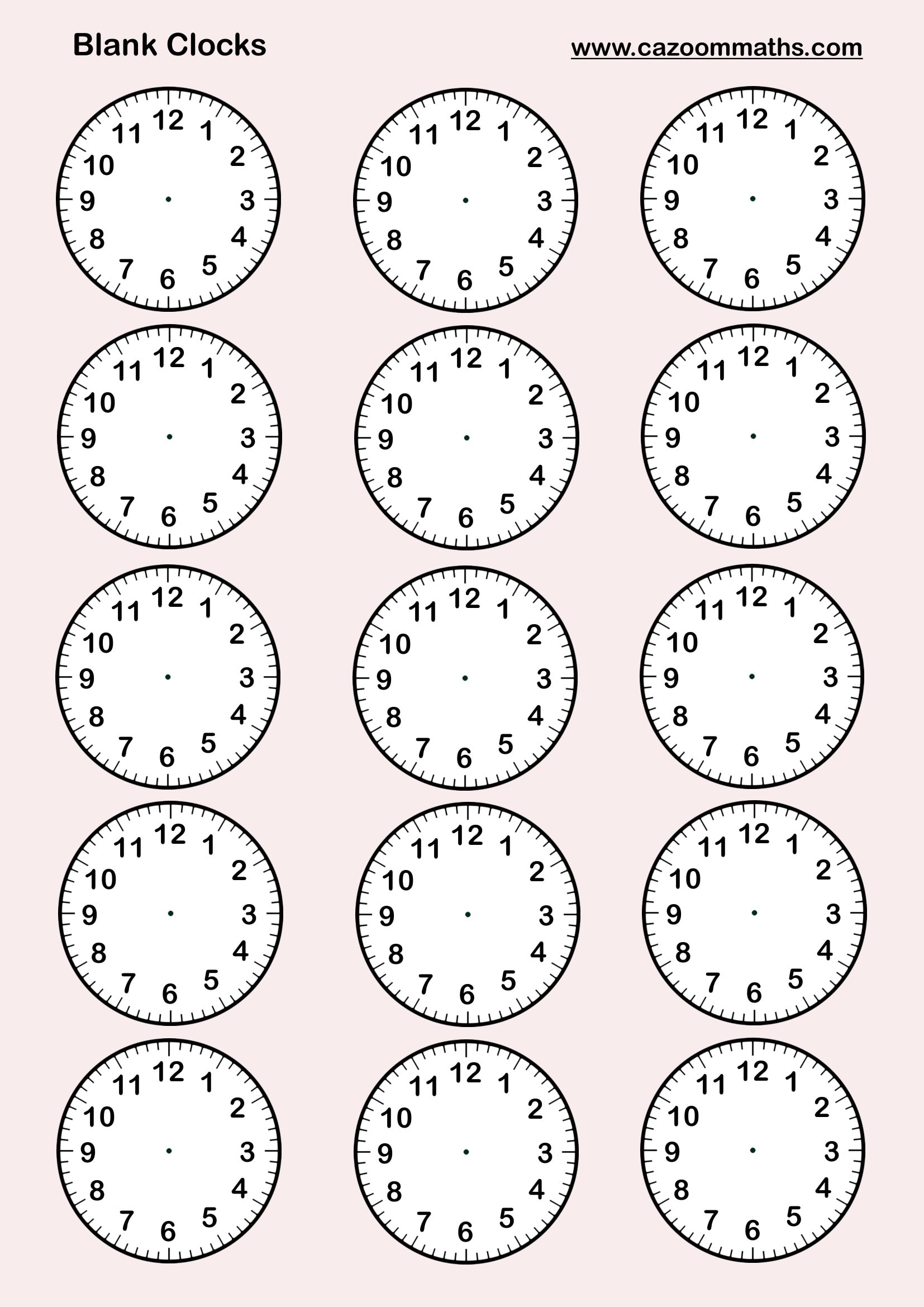 Cazoom Maths Teaching Resources Blank Clocks