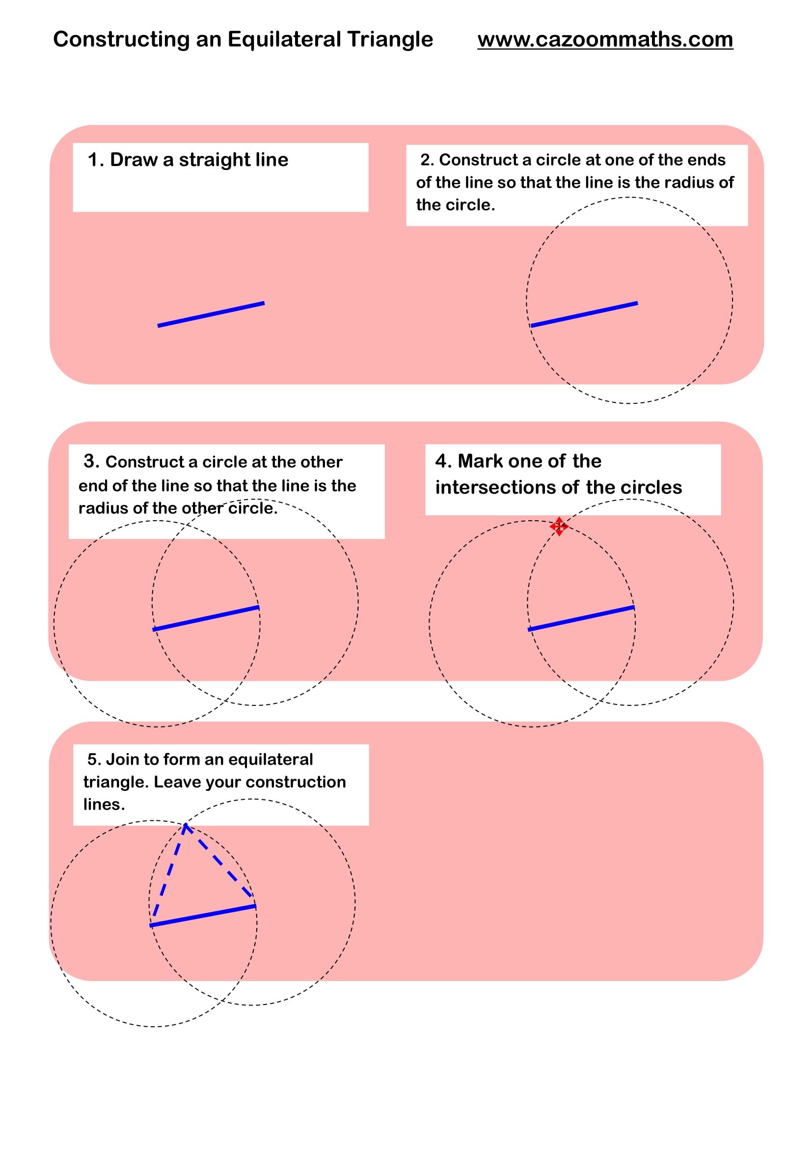 Cazoom Maths Teaching Resources Constructing An Equilateral Triangle