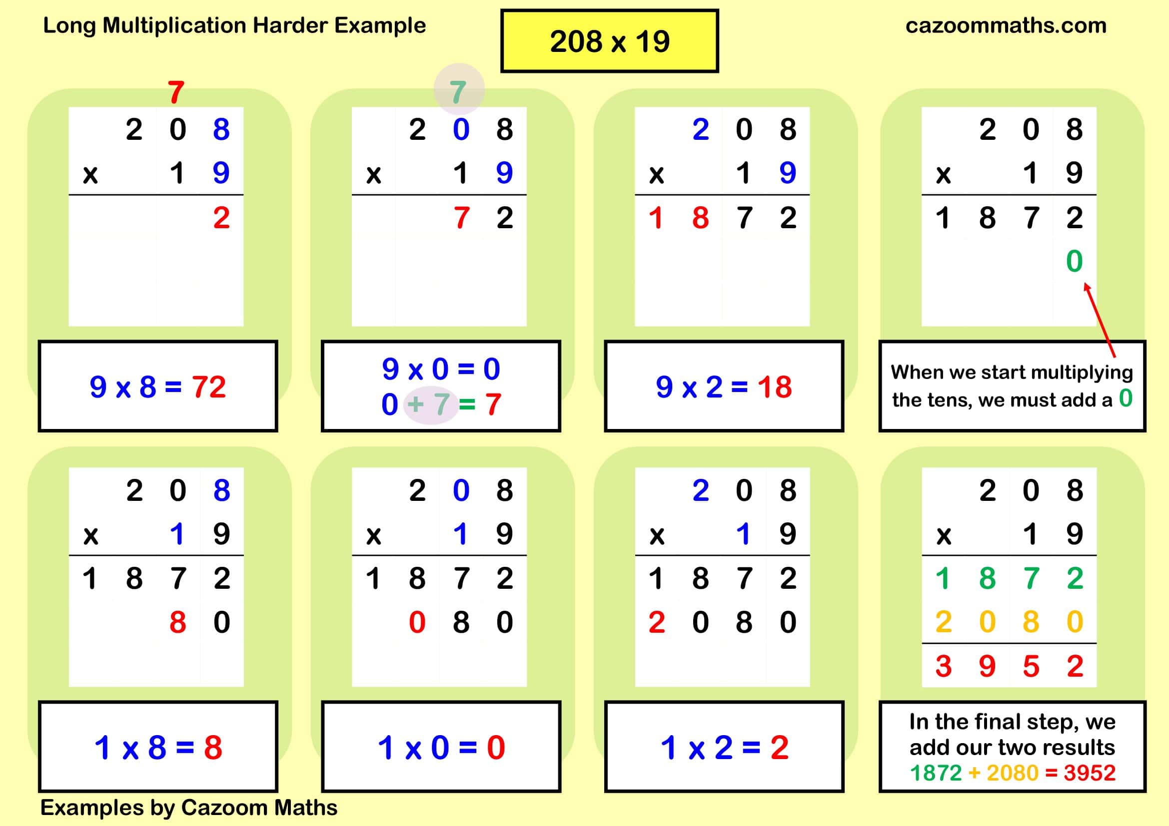 Cazoom Maths Teaching Resources Examples Long Multiplication B Example