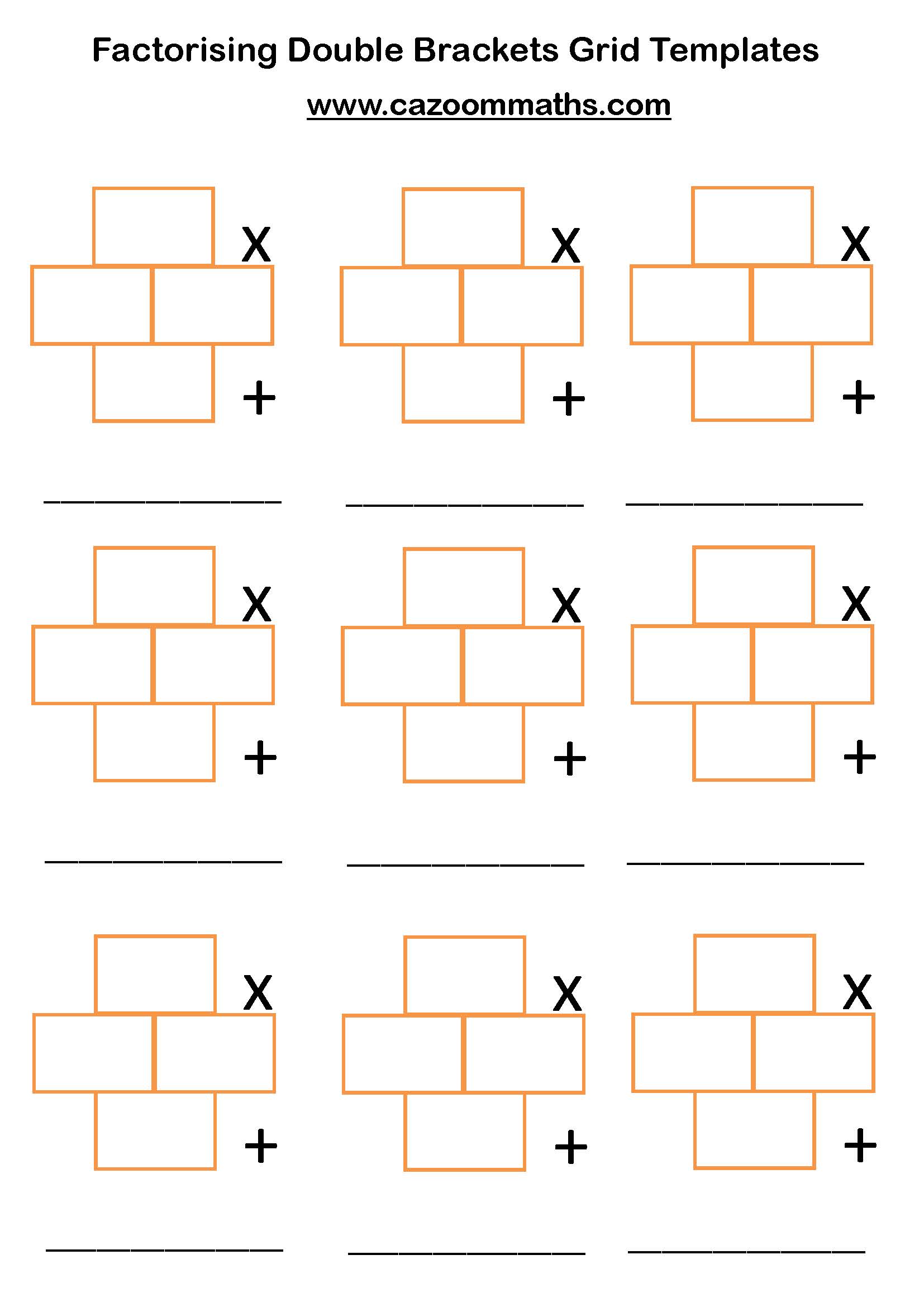 Preview of Factorising Double Brackets Grid Templates