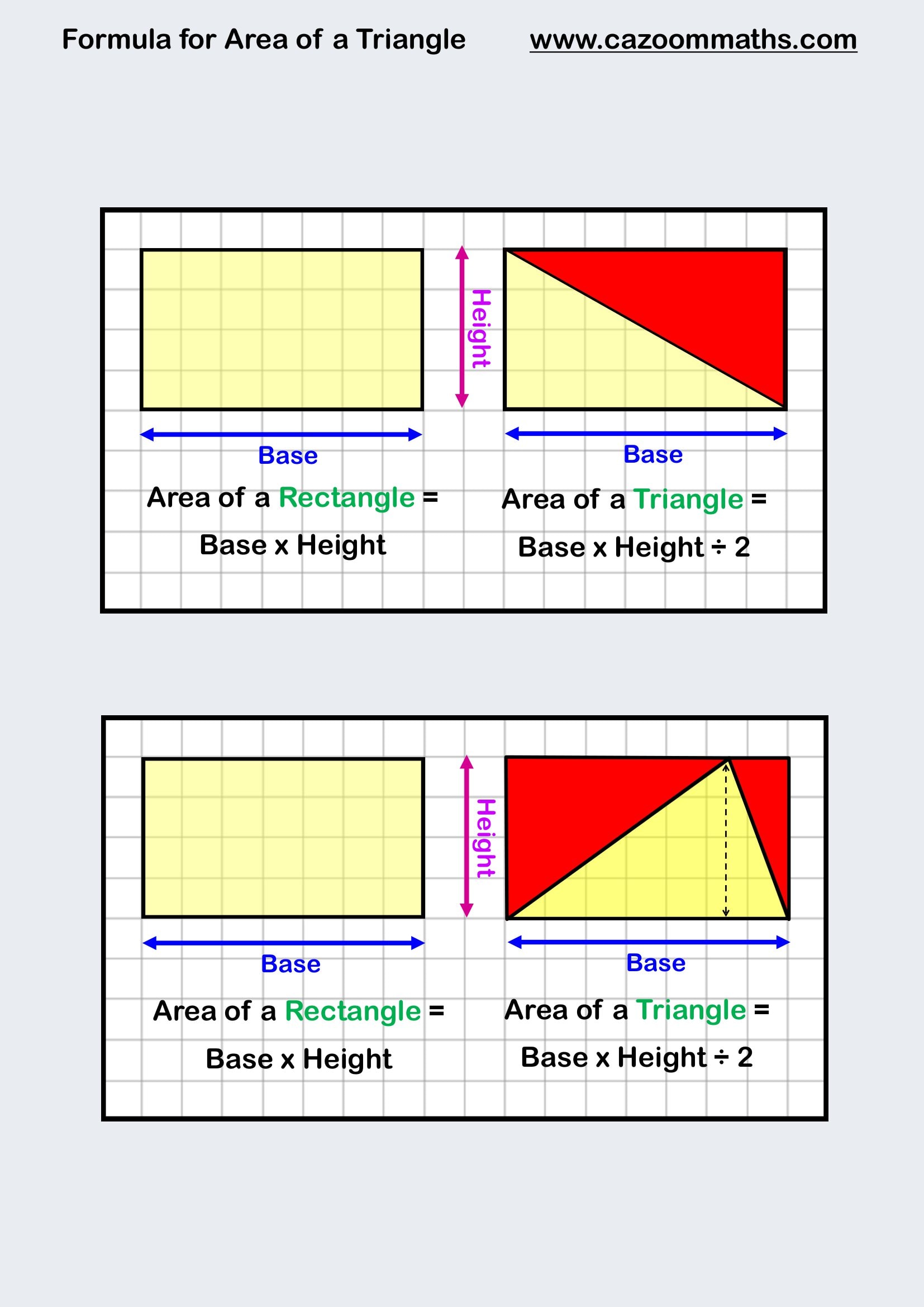 Cazoom Maths Teaching Resources Formula For Area Of A Triangle