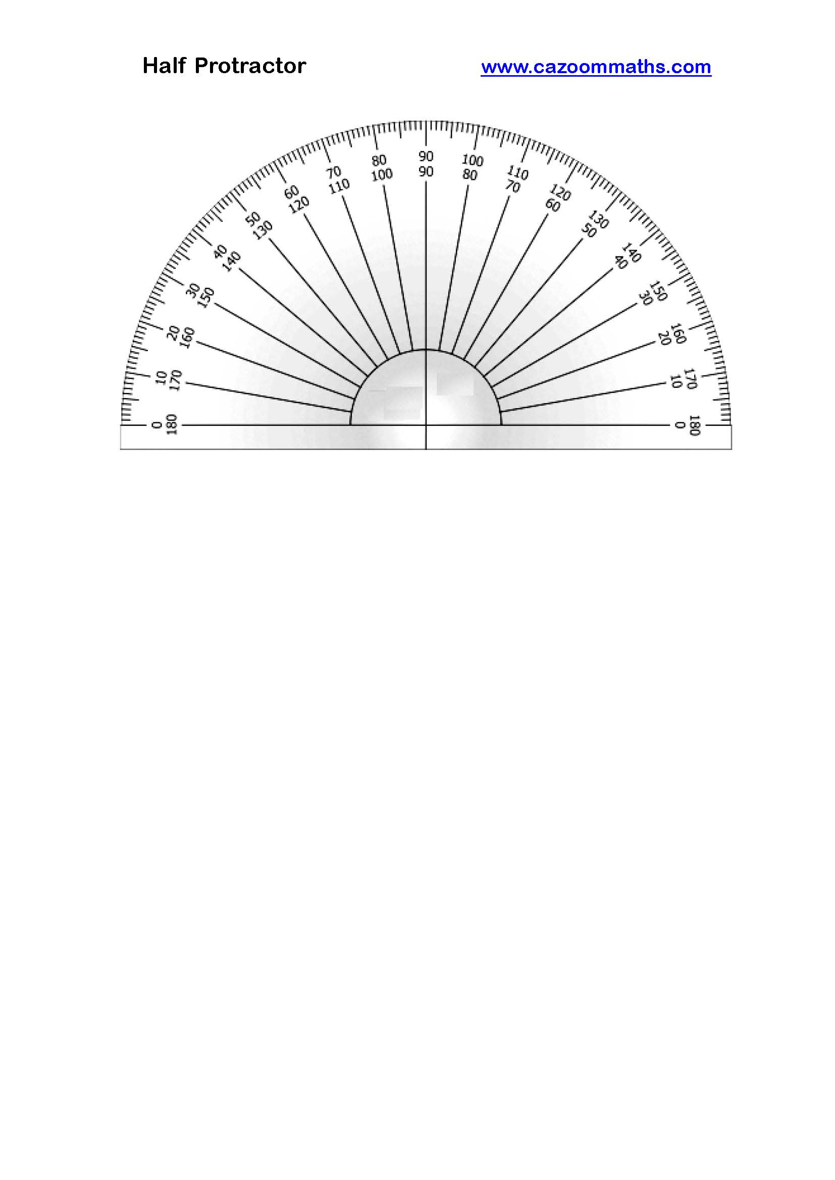 Cazoom Maths Teaching Resources Half Protractor 28One Per Page29