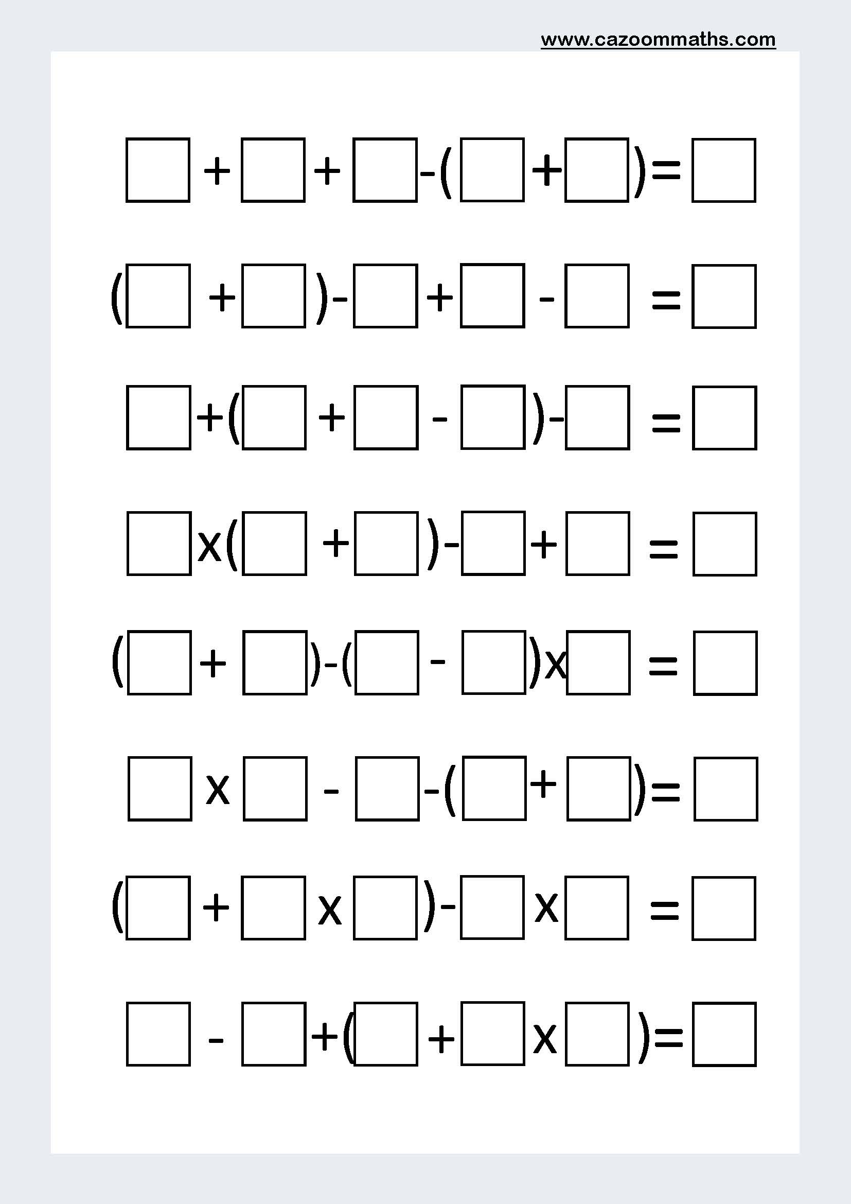Preview of Make Your Own BODMAS Question Templates