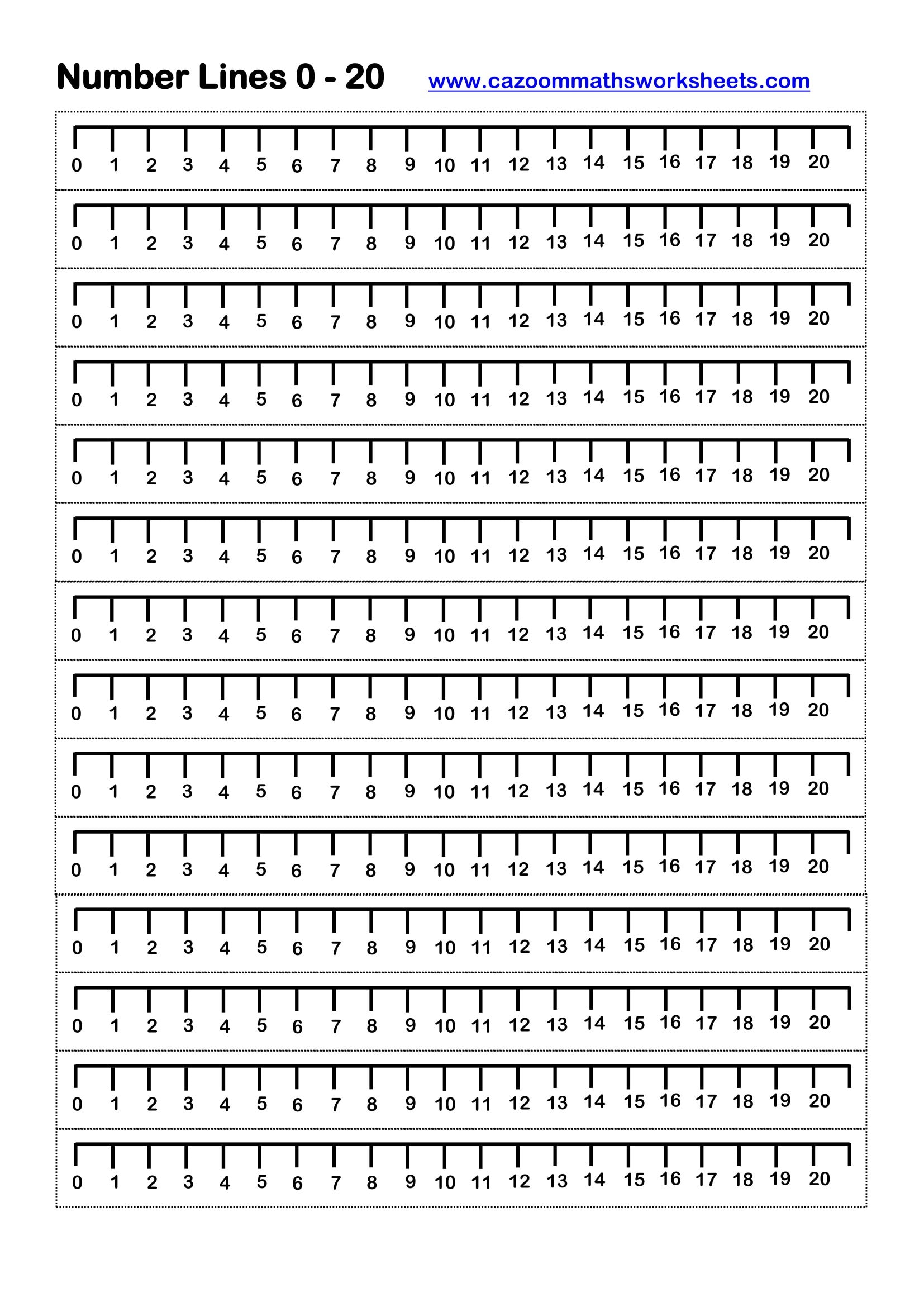Cazoom Maths Teaching Resources Number Lines 0 21414