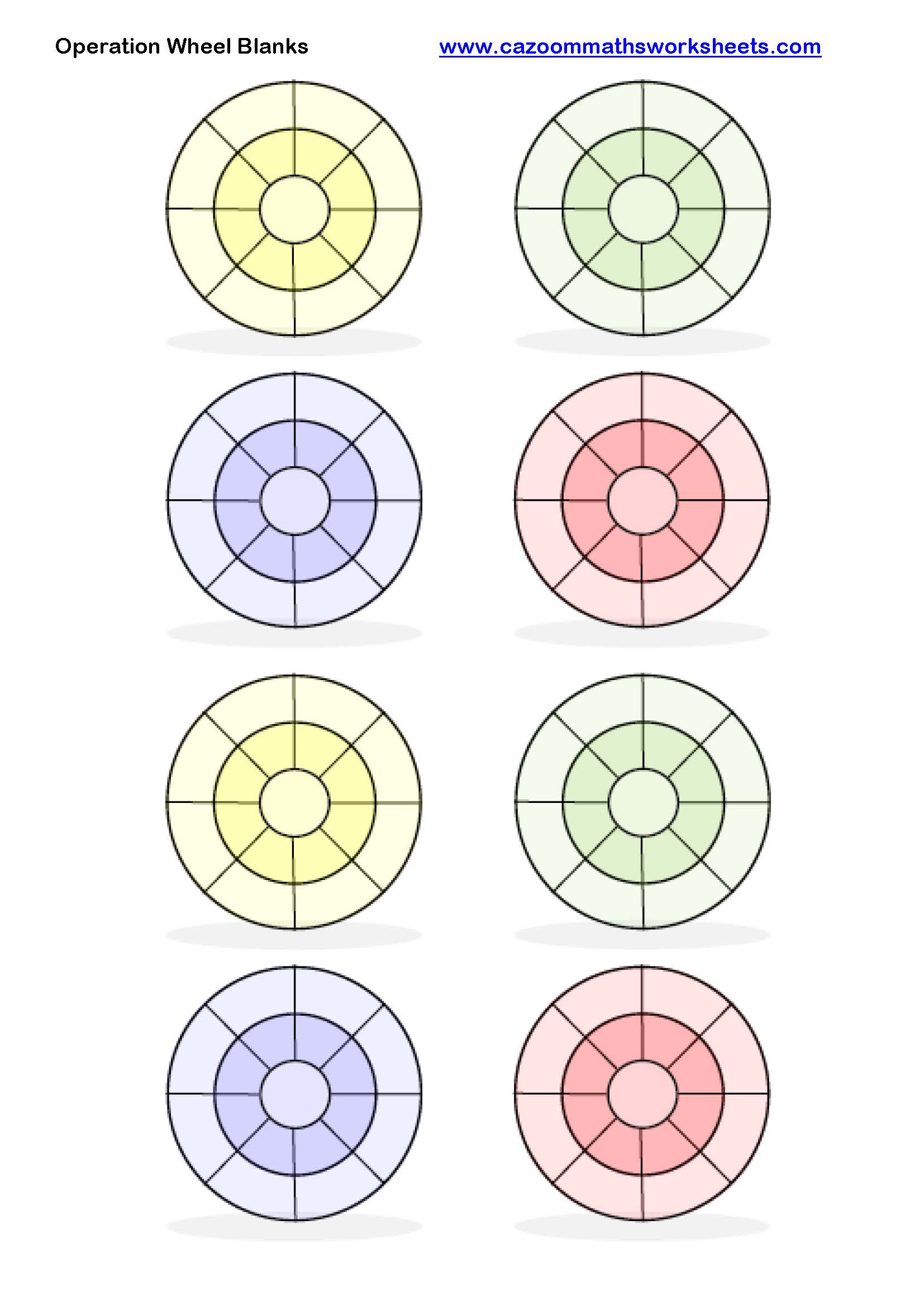 Cazoom Maths Teaching Resources Operation Wheel Blanks