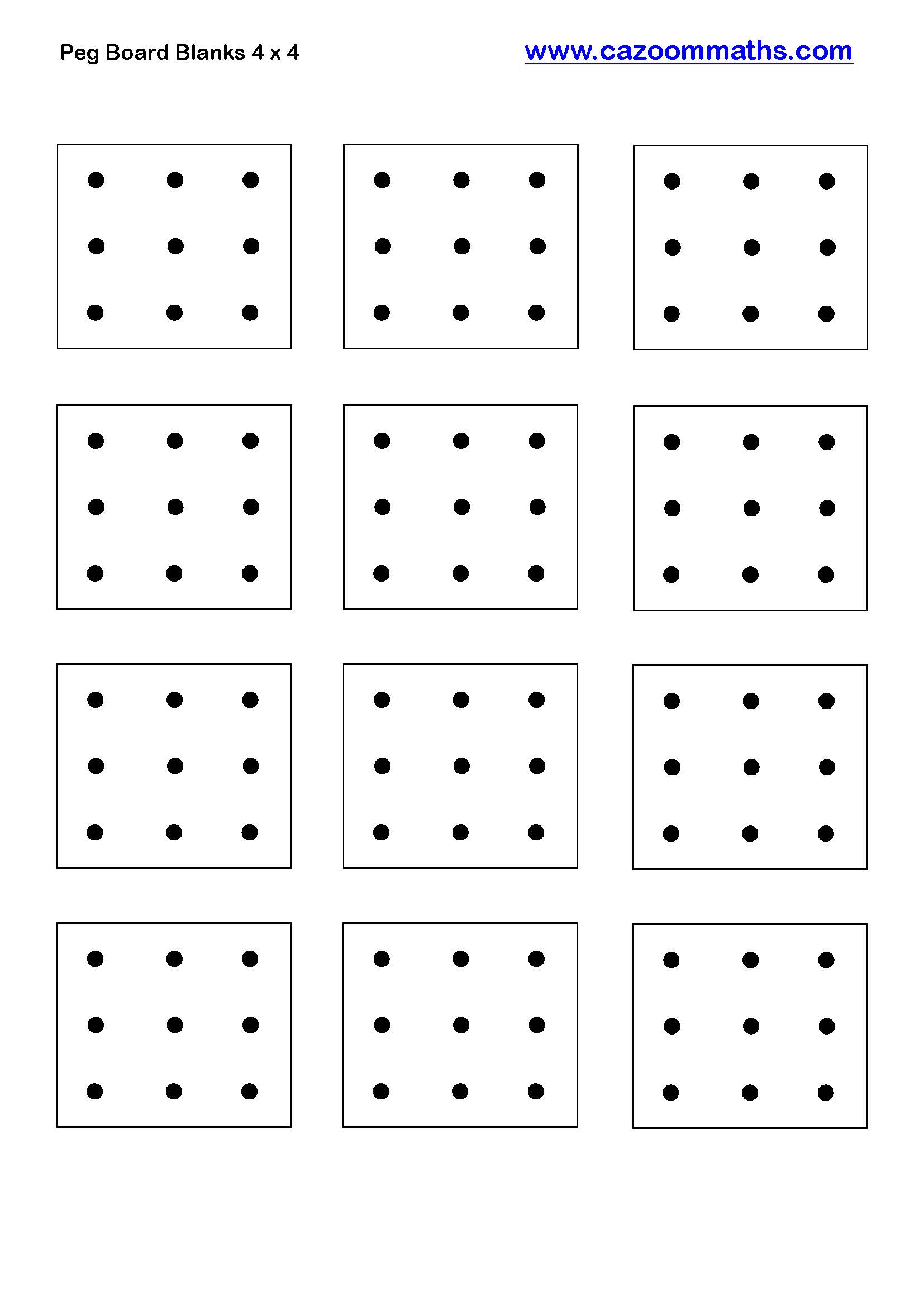 Cazoom Maths Teaching Resources Peg Boards 3 X 3